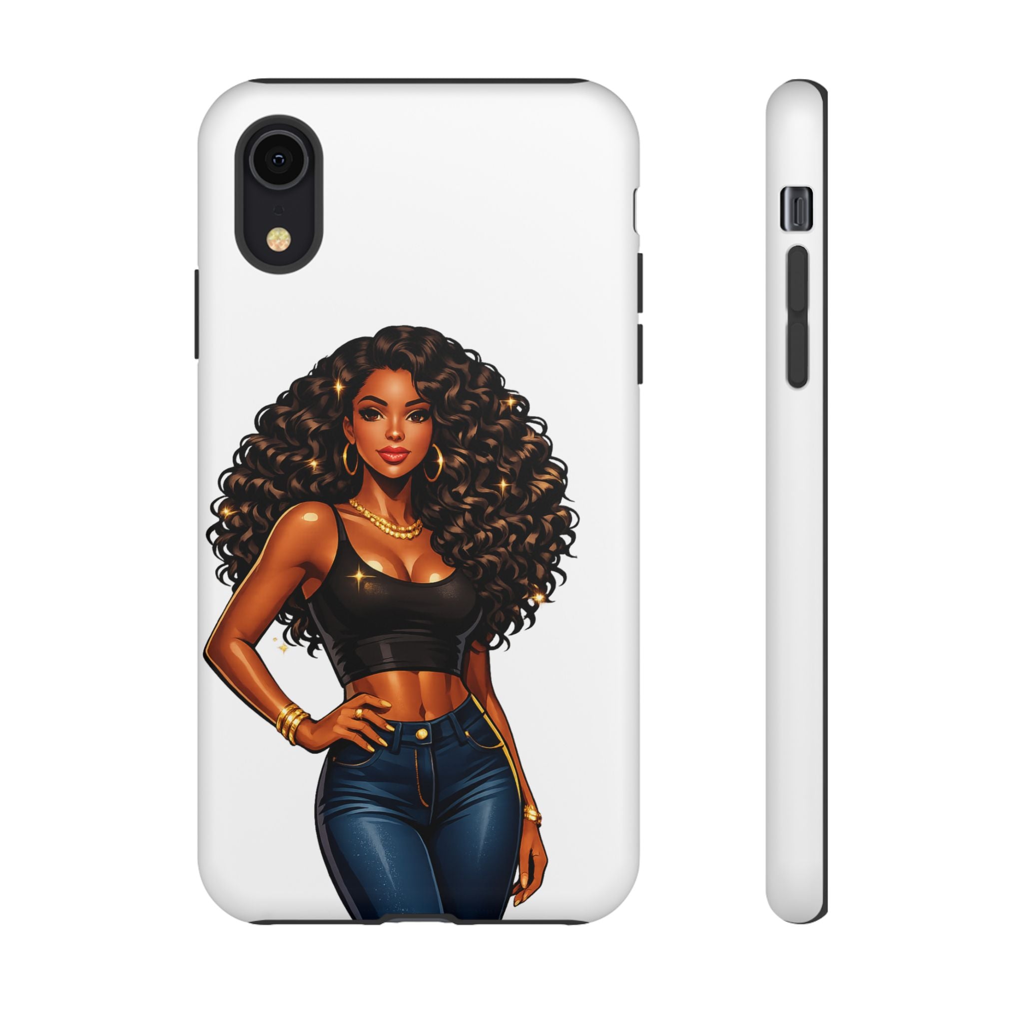 Pretty Rich Bitch by PRB Curly Hair Phone Case by Power Runs Black