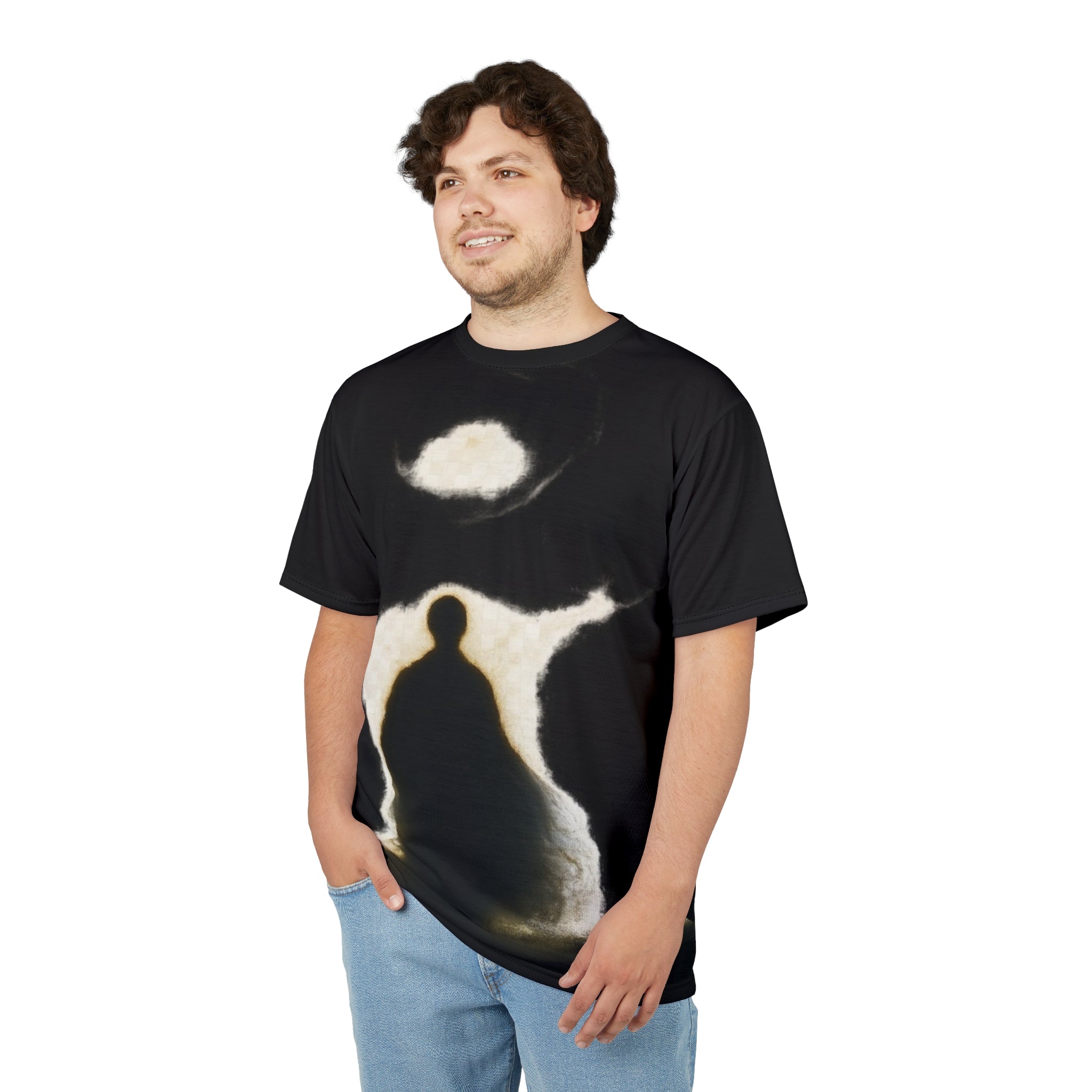 Power Runs Black PRB Black & White tunnel awaits Pattern Tee — All-Over Print Cat Lover Shirt by Power Runs Black