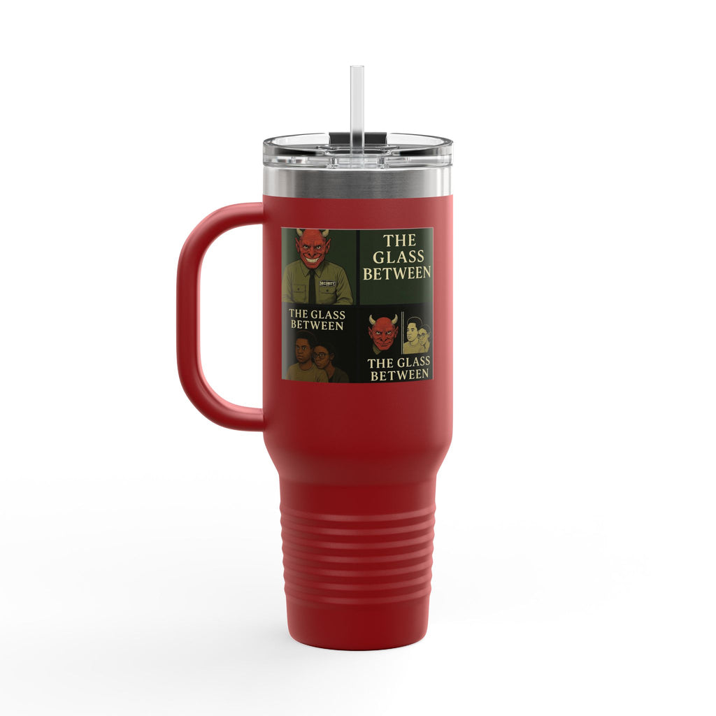 PRB The Glass Between collage travel mug | 40oz insulated tumbler by Power Runs Black