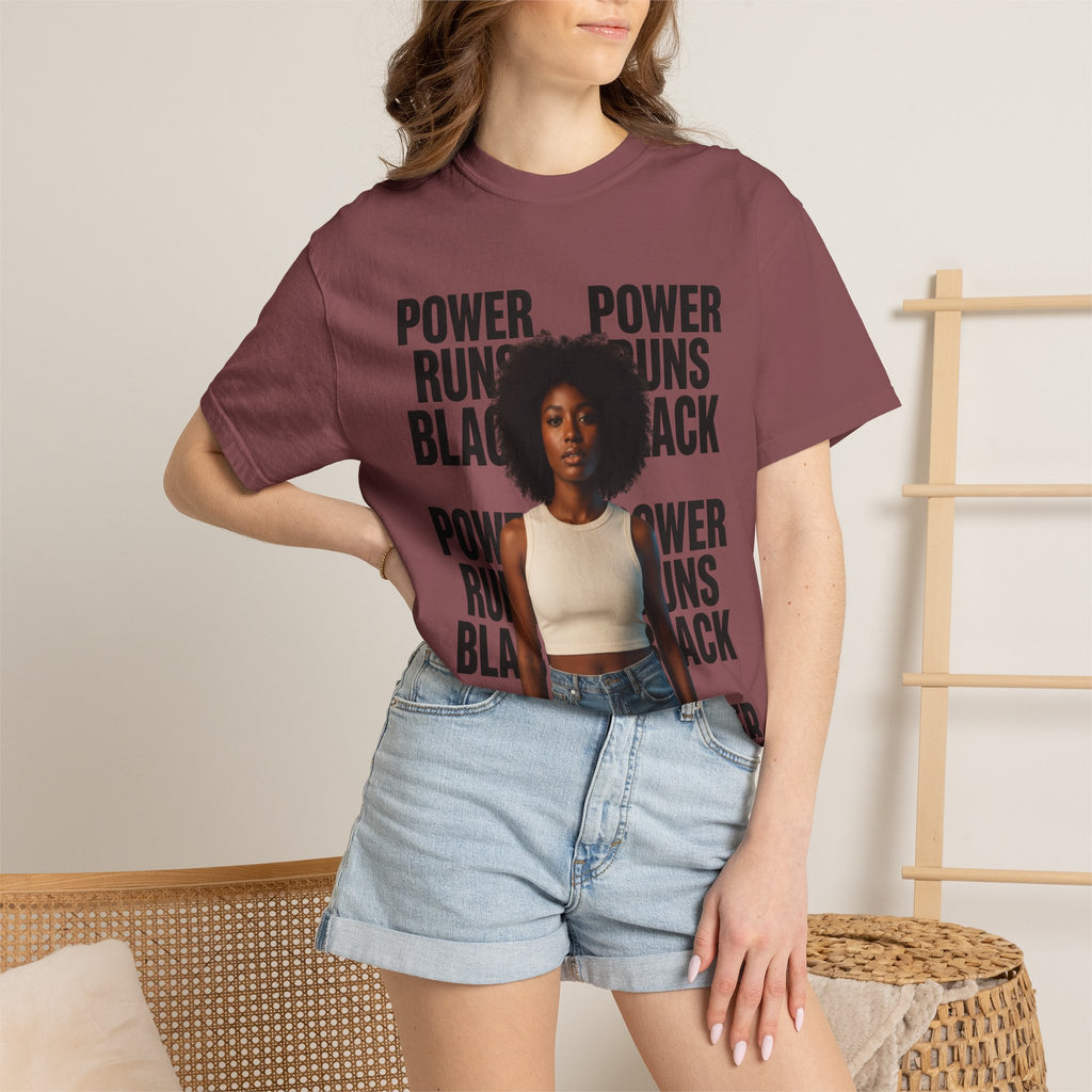 PRB Power Runs Black T-Shirt — Empowerment Portrait Tee by Power Runs Black