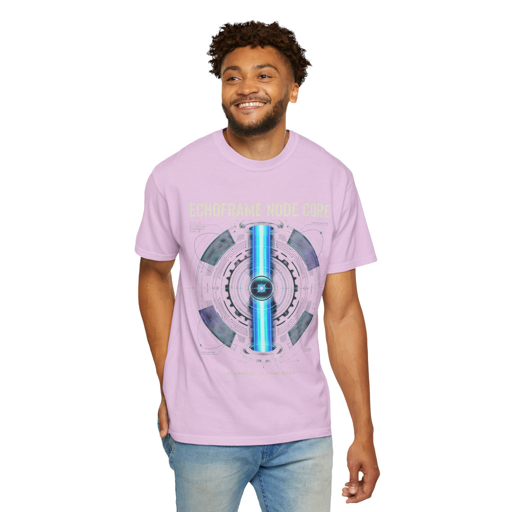 Power Runs Black PRB Echoframe Node Core T-Shirt — Futuristic Tech Graphic Tee by Power Runs Black