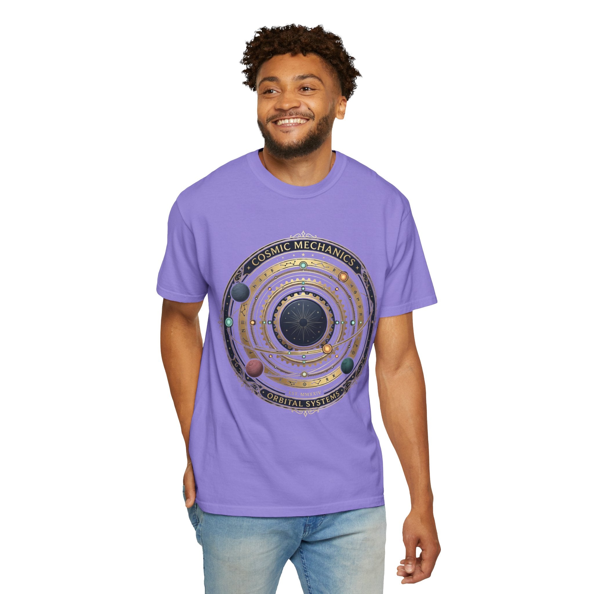 PRB Cosmic Mechanics Solar System Graphic T-Shirt | Planetary Orbit Tee by Printify
