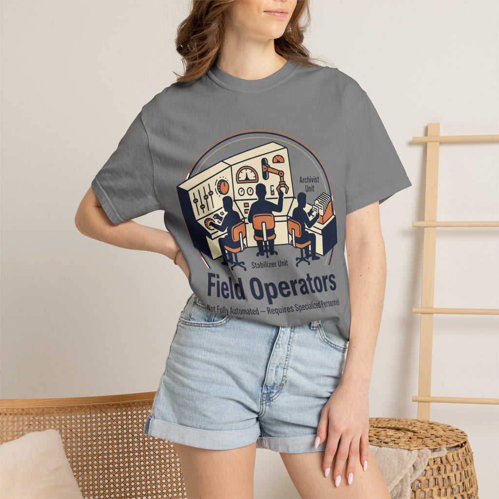 Power Runs Black PRB Field Operators T-Shirt — "Field Operators: Not Fully Automated — Requires Specialized Personnel" by Power Runs Black