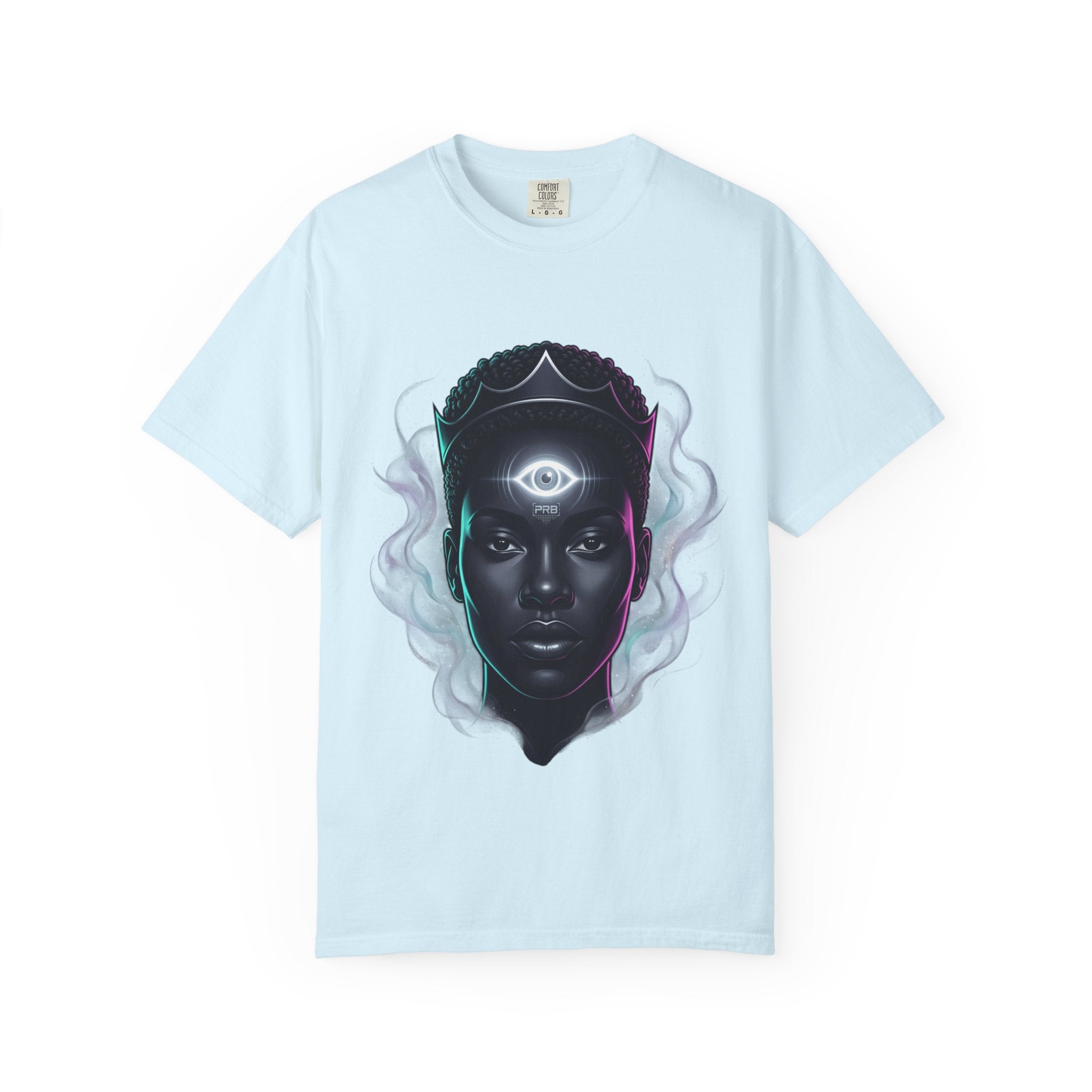 Printify PRB Third Eye Omni‑Vision Ascendant 4K Cosmic Portrait T-shirt | Mystic Black Face Artwork - T-Shirt