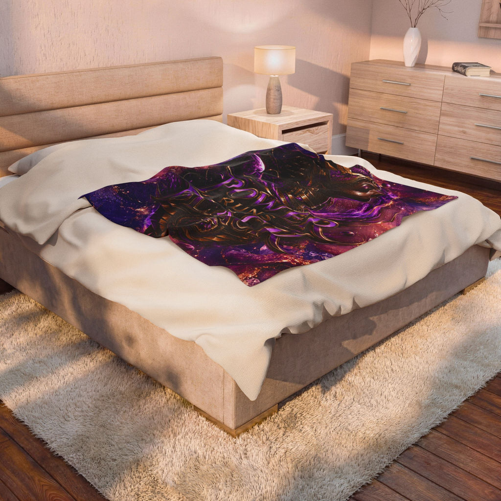 Power Runs Black Velveteen Plush Blanket - "Power Runs Black" Inspirational Afrocentric Throw Blanket by Power Runs Black