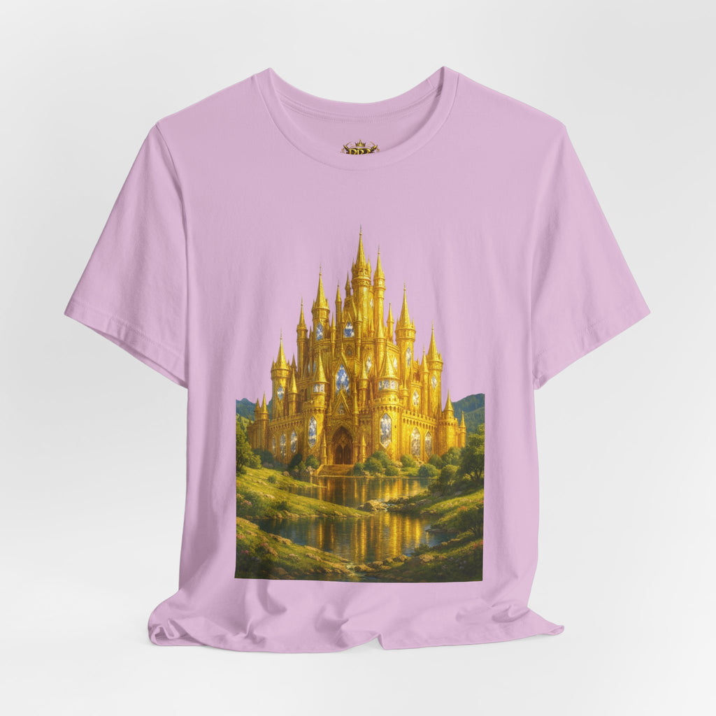 PRB Golden Fantasy Castle Tee | Magical Kingdom Illustration, Fairytale Scene by Power Runs Black