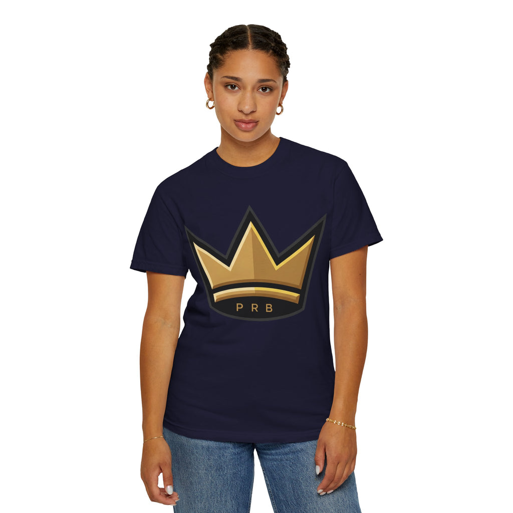 PRB Crown & Cosmos Graphic T-Shirt | Gold Royal Crest & Celestial Back by Printify