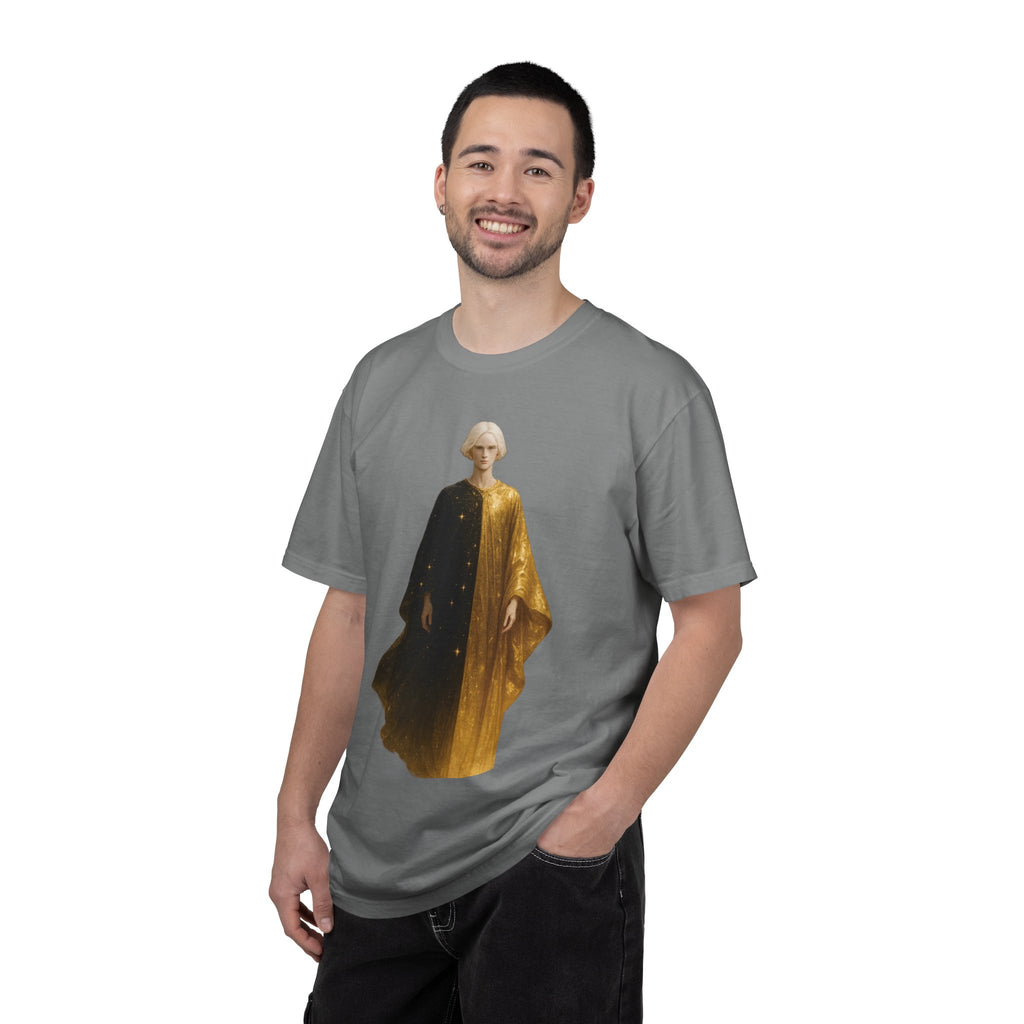 Power Runs Black PRB Twelfth Golden Cloak Figure T-Shirt | Surreal Angelic Portrait by Power Runs Black