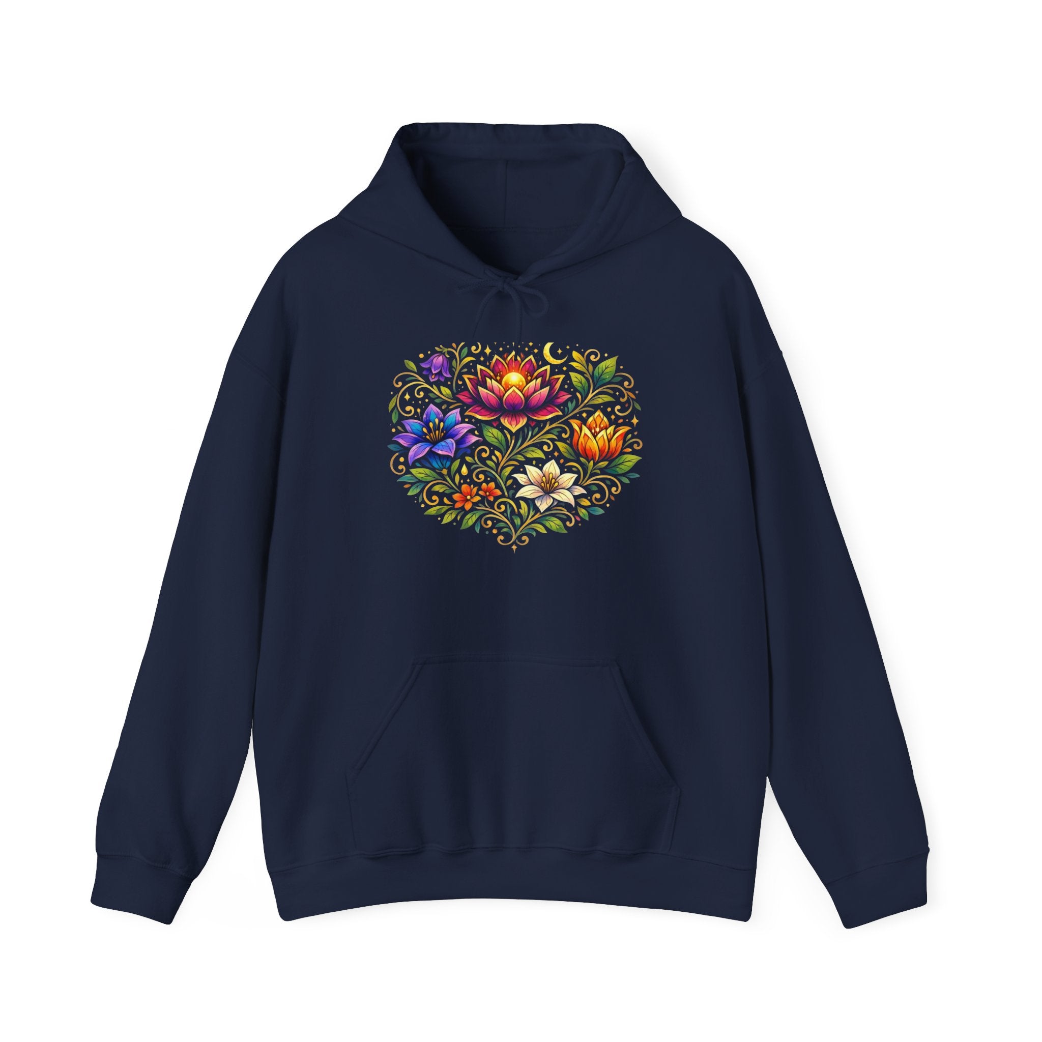 Pretty Rich Bitch by PRB Colorful Floral Lotus Bouquet Hoodie | Watercolor Flower Mandala Sweatshirt by Power Runs Black