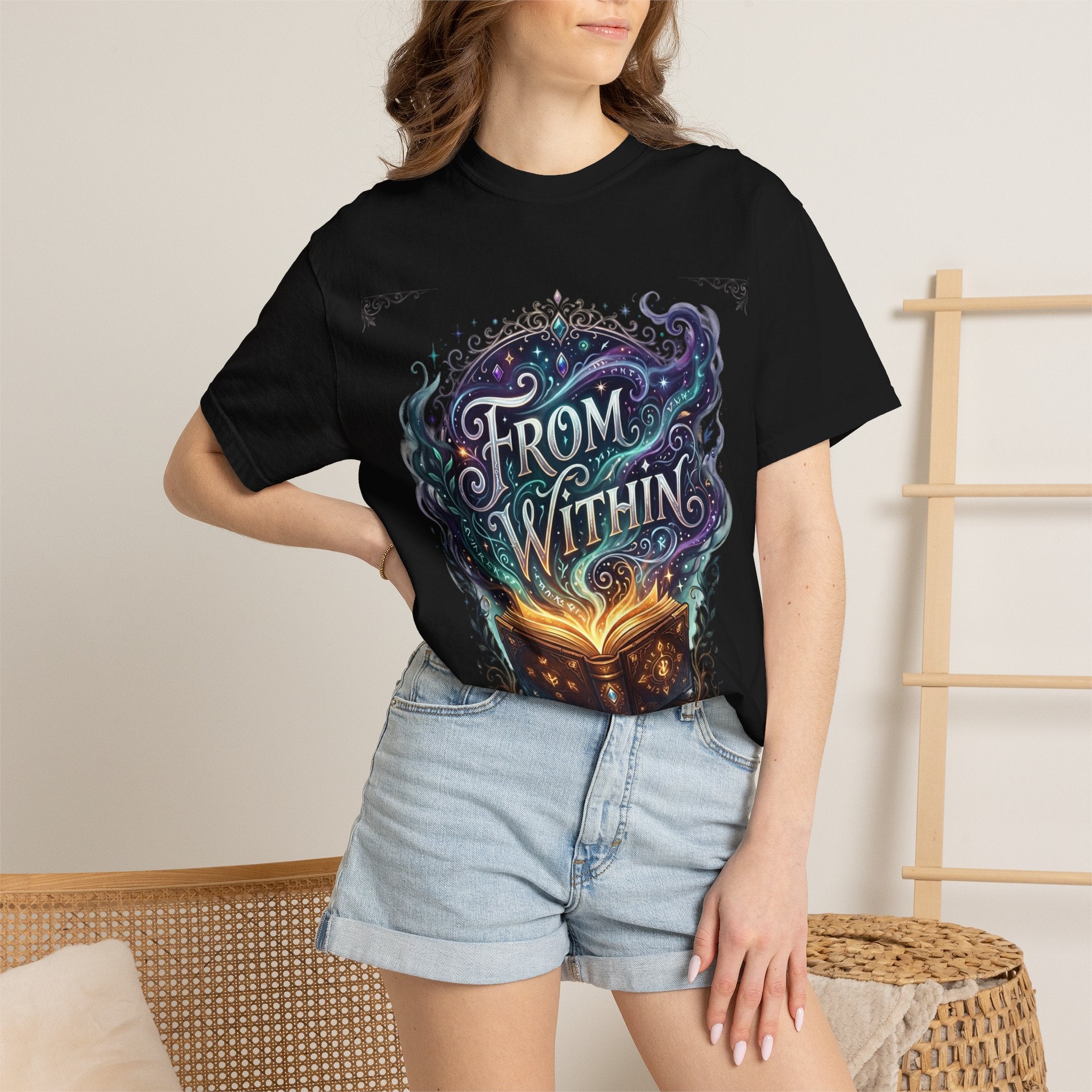 PRB From Within Magic Book T-Shirt — Fantasy Illustrated Graphic Tee by Power Runs Black