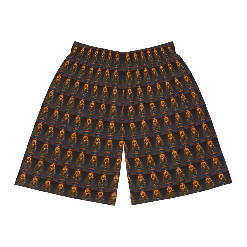 PRB Men's All-Over Print Basketball Shorts | Retro Neon Rocket Pattern by Power Runs Black