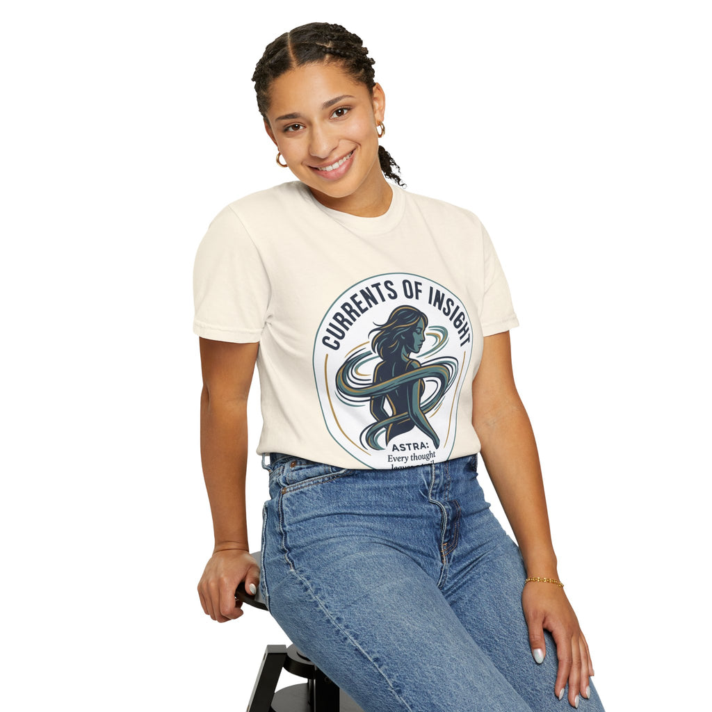 Power Runs Black Currents of Insight T-Shirt — 'Astra: Every thought leaves a trail' Graphic Tee by Power Runs Black