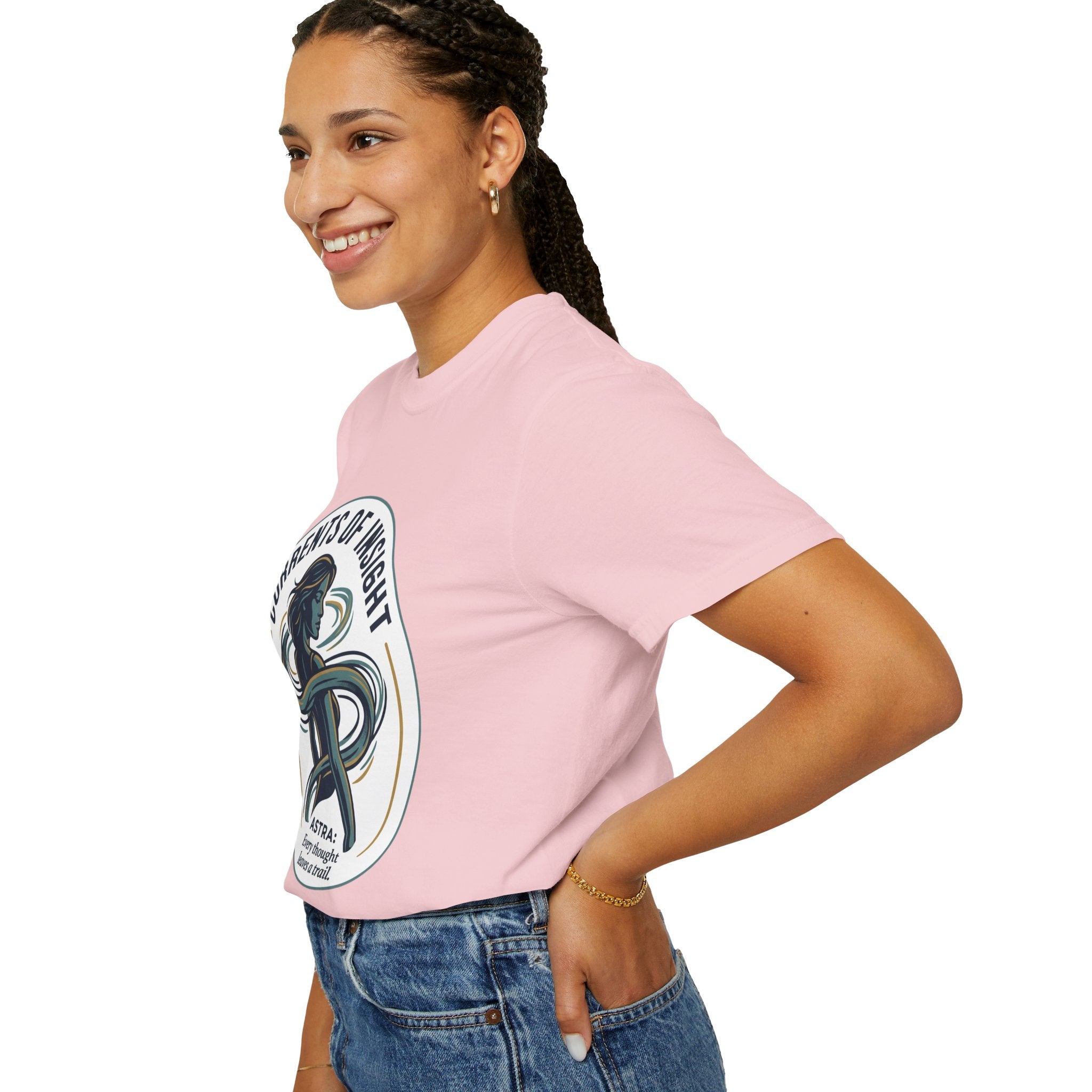 Power Runs Black Currents of Insight T-Shirt — 'Astra: Every thought leaves a trail' Graphic Tee by Power Runs Black