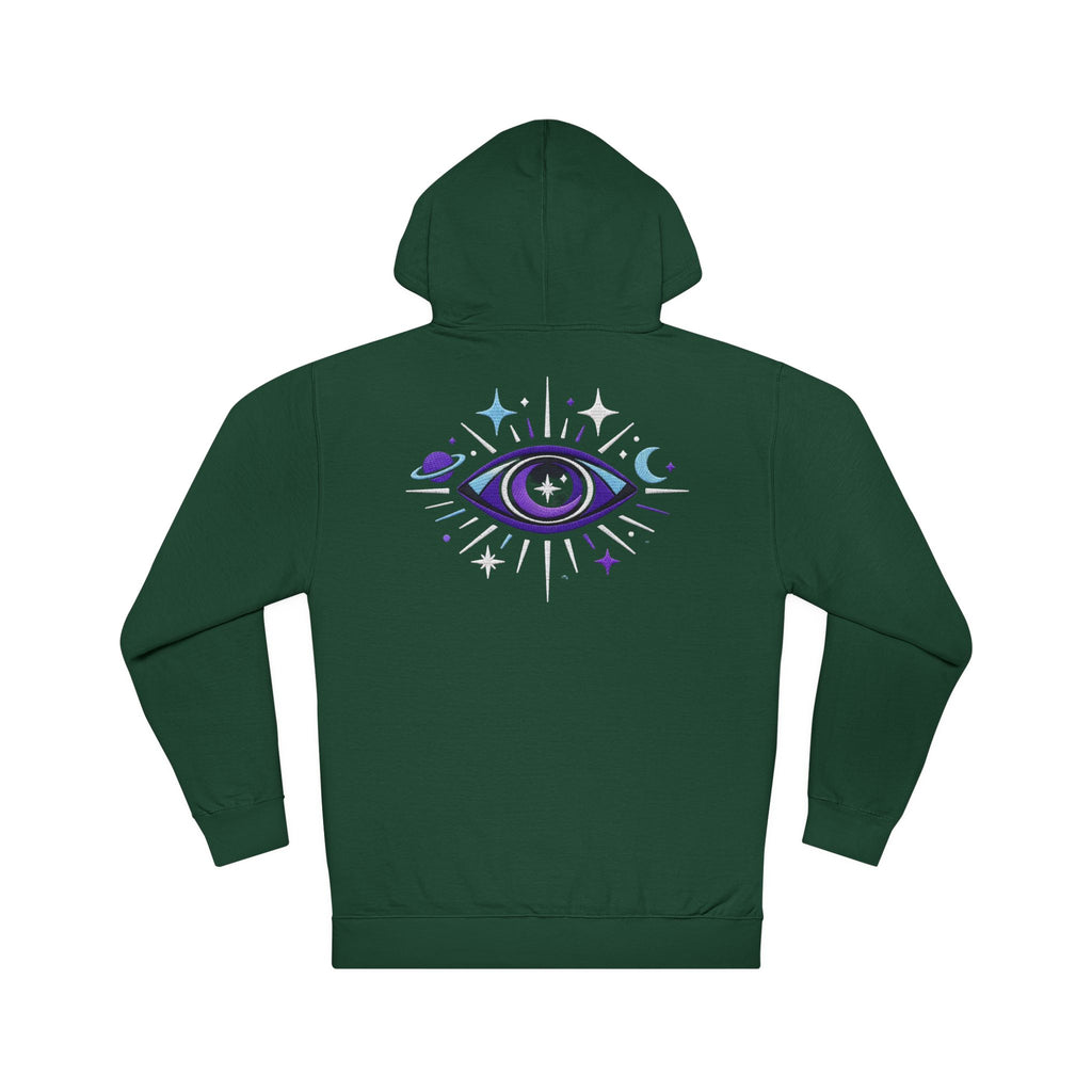 PRB Mystic Purple All-Seeing Eye Hoodie | Celestial Stars Moon by Power Runs Black