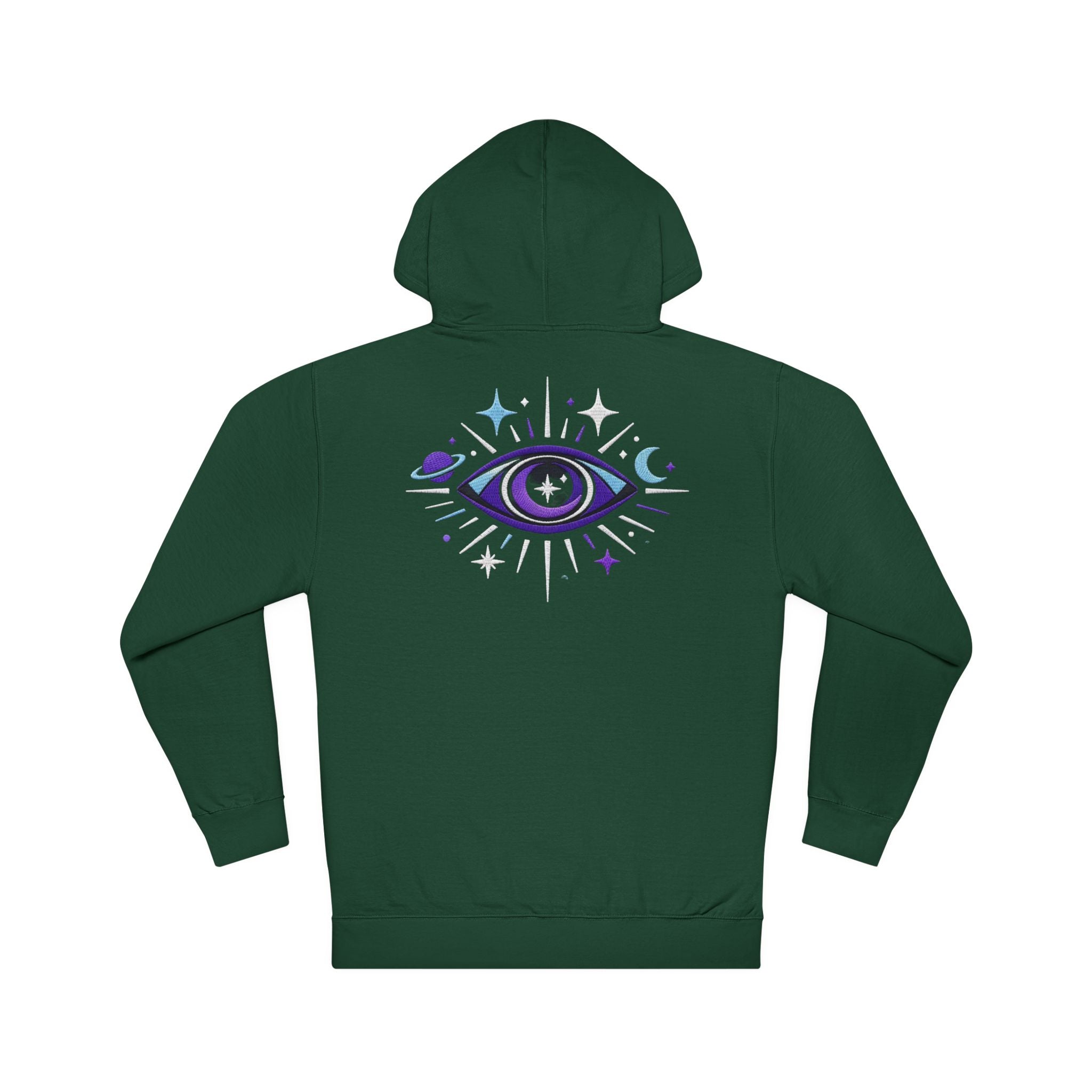 PRB Mystic Purple All-Seeing Eye Hoodie | Celestial Stars Moon by Power Runs Black