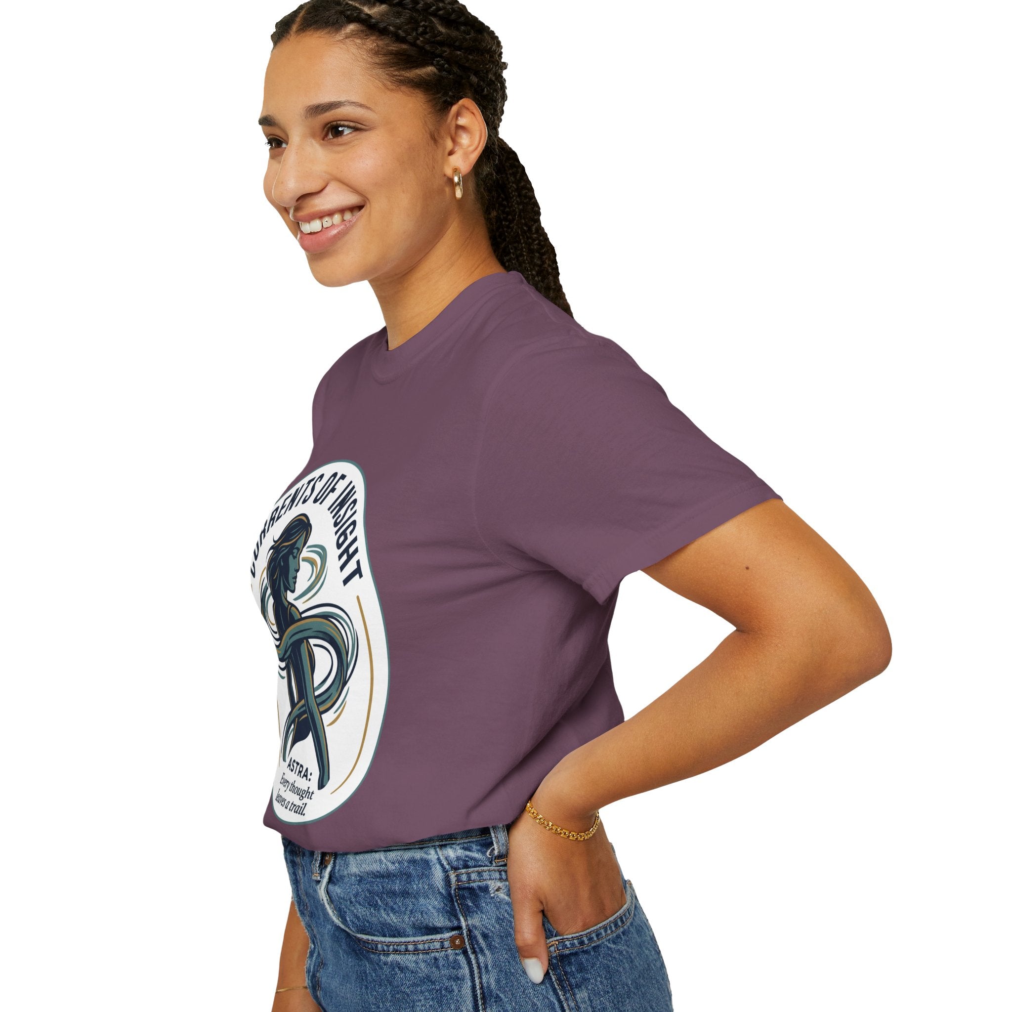Power Runs Black Currents of Insight T-Shirt — 'Astra: Every thought leaves a trail' Graphic Tee by Power Runs Black