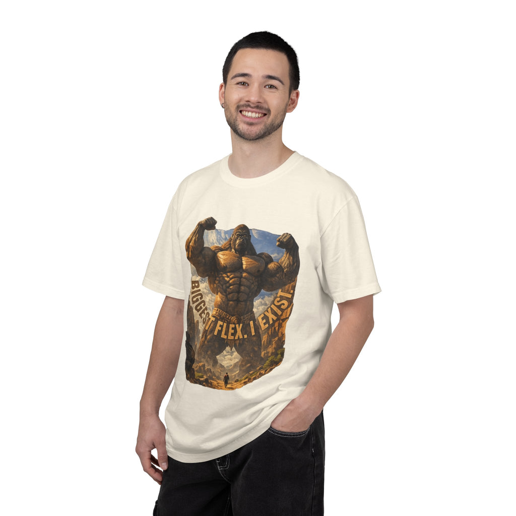 Power Runs Black PRB Biggest Flex I Exist T-Shirt — Funny Muscle Gorilla Graphic Tee by Printify