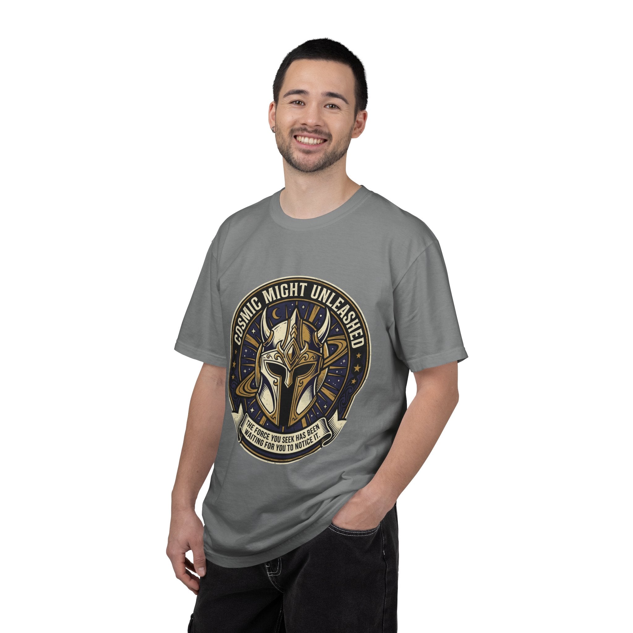 PRB Starforged Flex Cosmic Might Unleashed T-Shirt — Mythic Helmet Graphic Tee by Power Runs Black