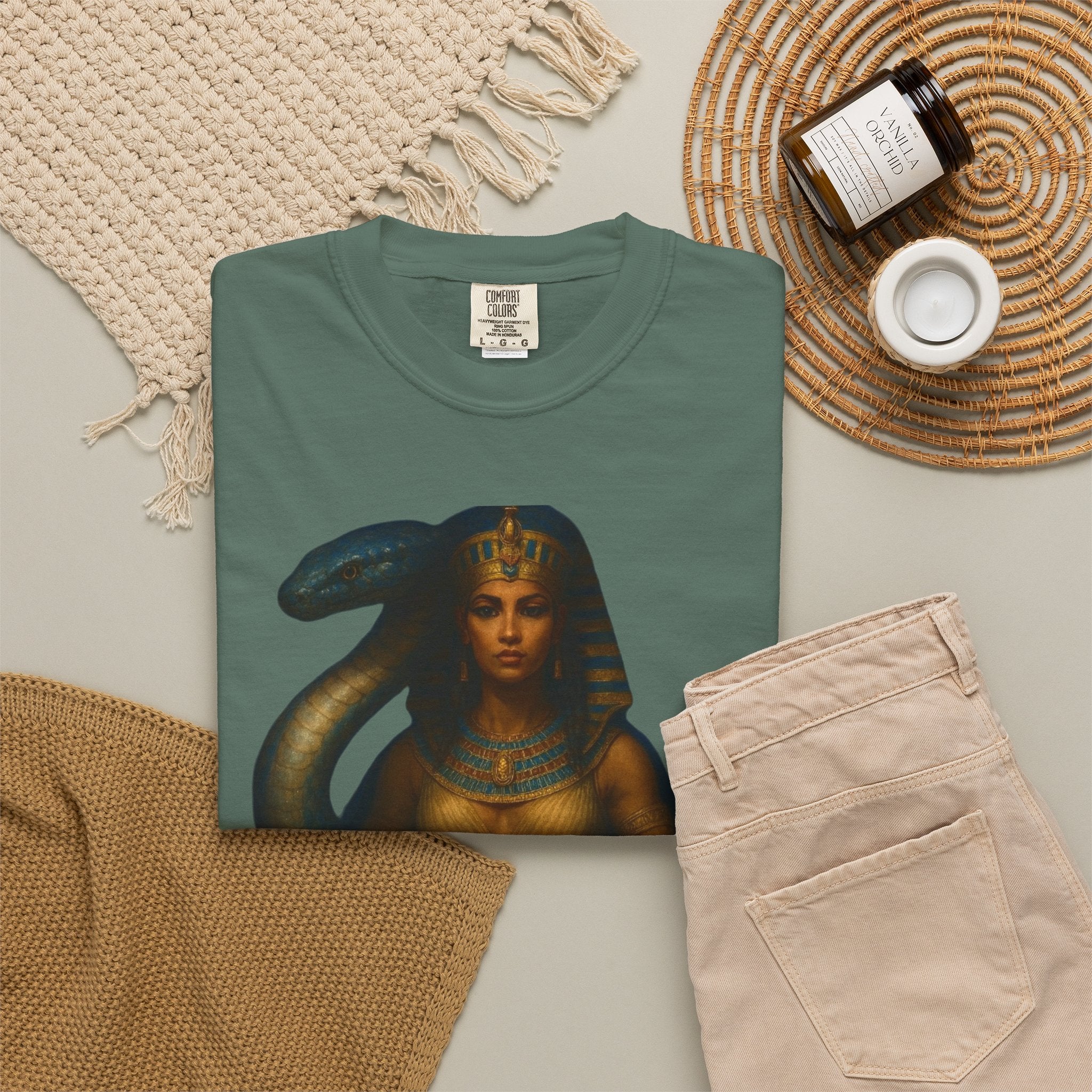 PRB Egyptian Goddess with Snake T-Shirt | Pharaoh Serpent Art Tee by Power Runs Black