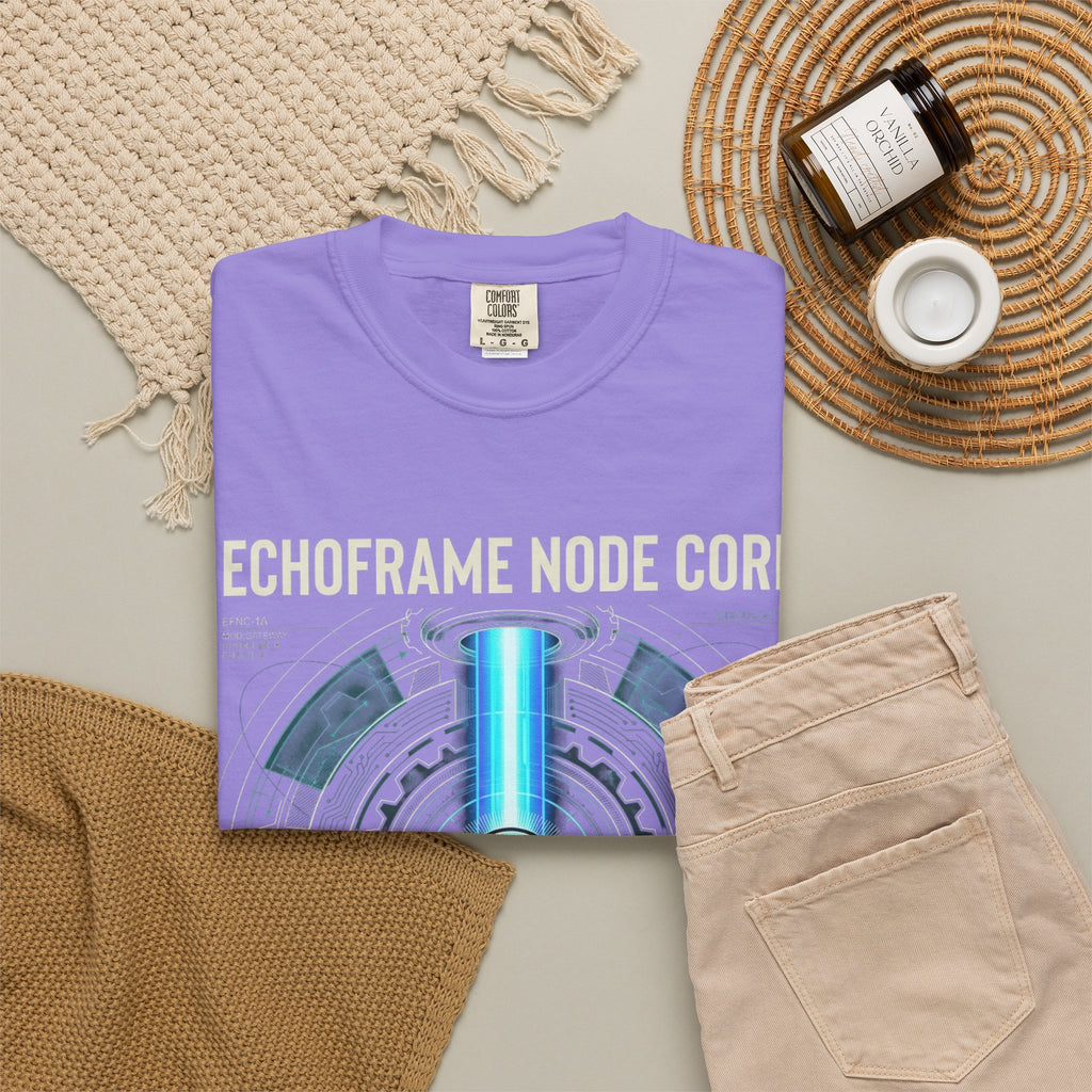 Power Runs Black PRB Echoframe Node Core T-Shirt — Futuristic Tech Graphic Tee by Power Runs Black