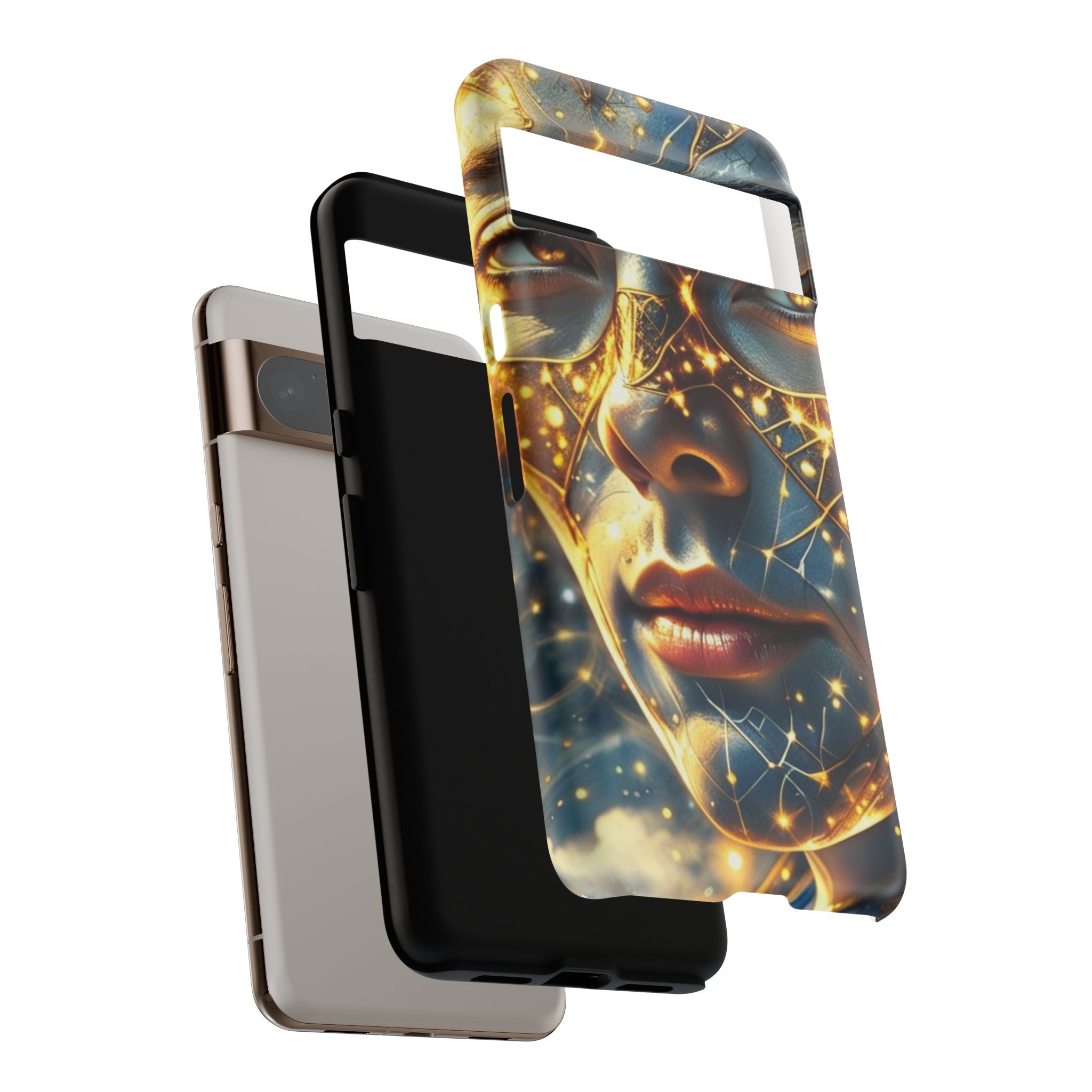 PRB Galactic Portrait Tough Case | Cosmic Face Phone Case, Starry Nebula Design by Power Runs Black