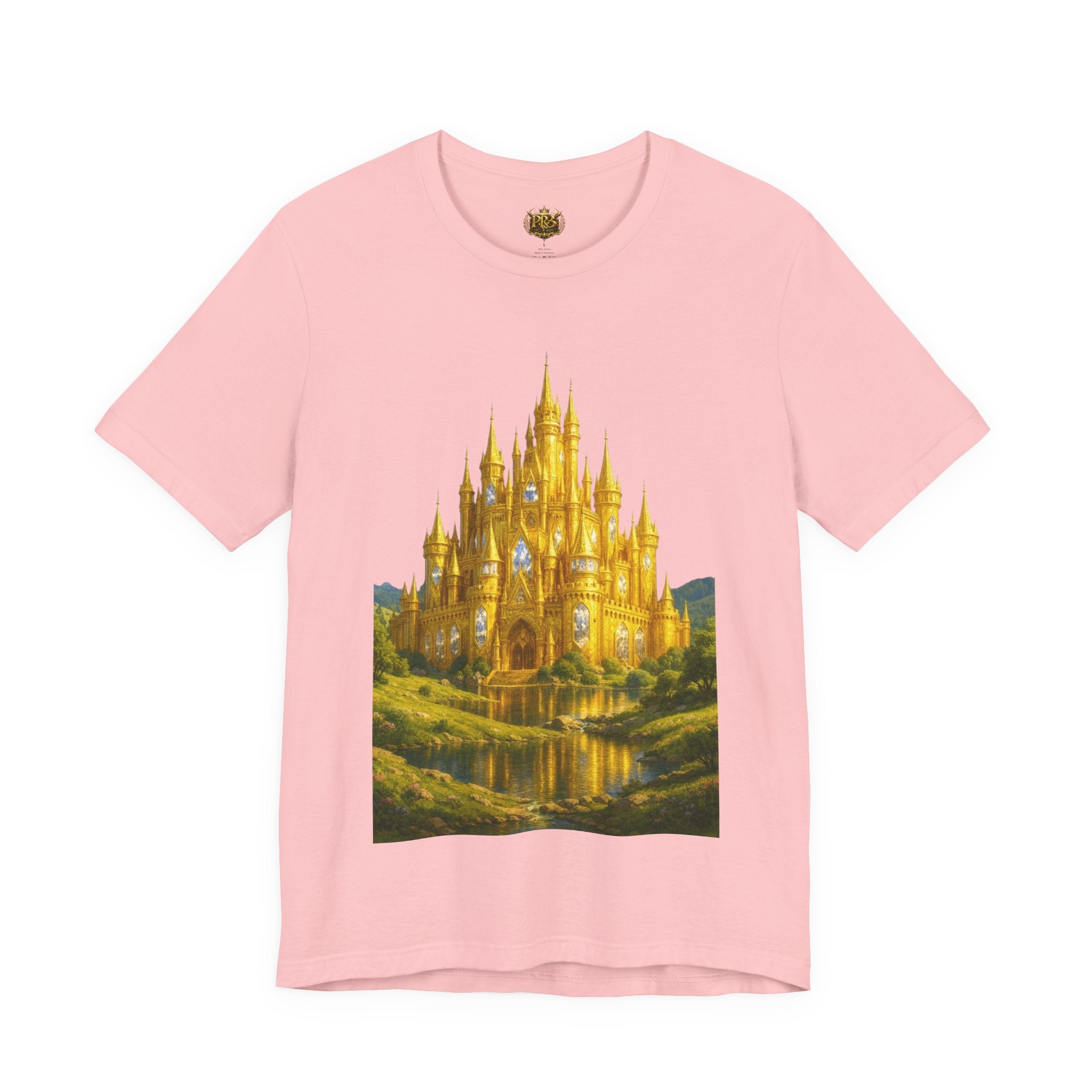 PRB Golden Fantasy Castle Tee | Magical Kingdom Illustration, Fairytale Scene by Power Runs Black