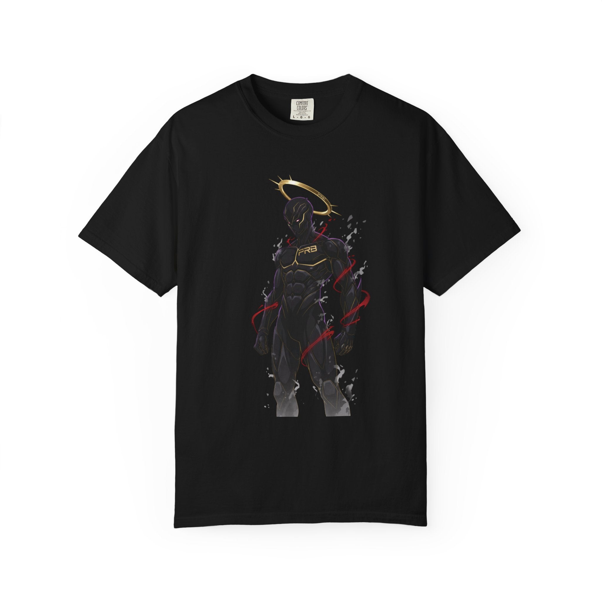 PRB Shadow Hero Graphic T-Shirt — Haloed Vigilante Illustration by Printify