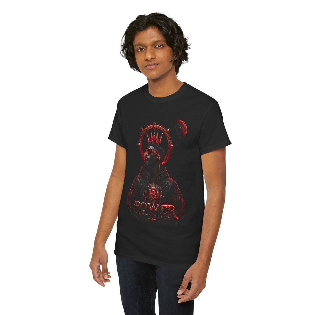 Power Runs Black Red Angel Graphics Tee by Printify