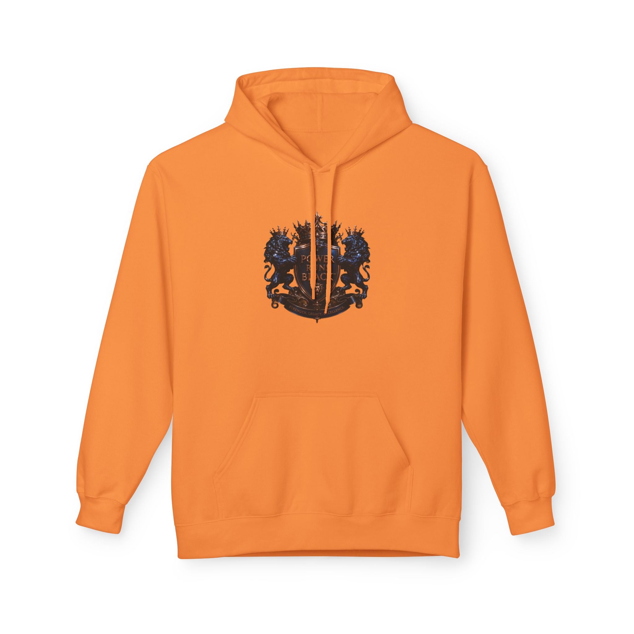 Power Runs Black crest hoodie | medieval shield with lions and wings by Power Runs Black