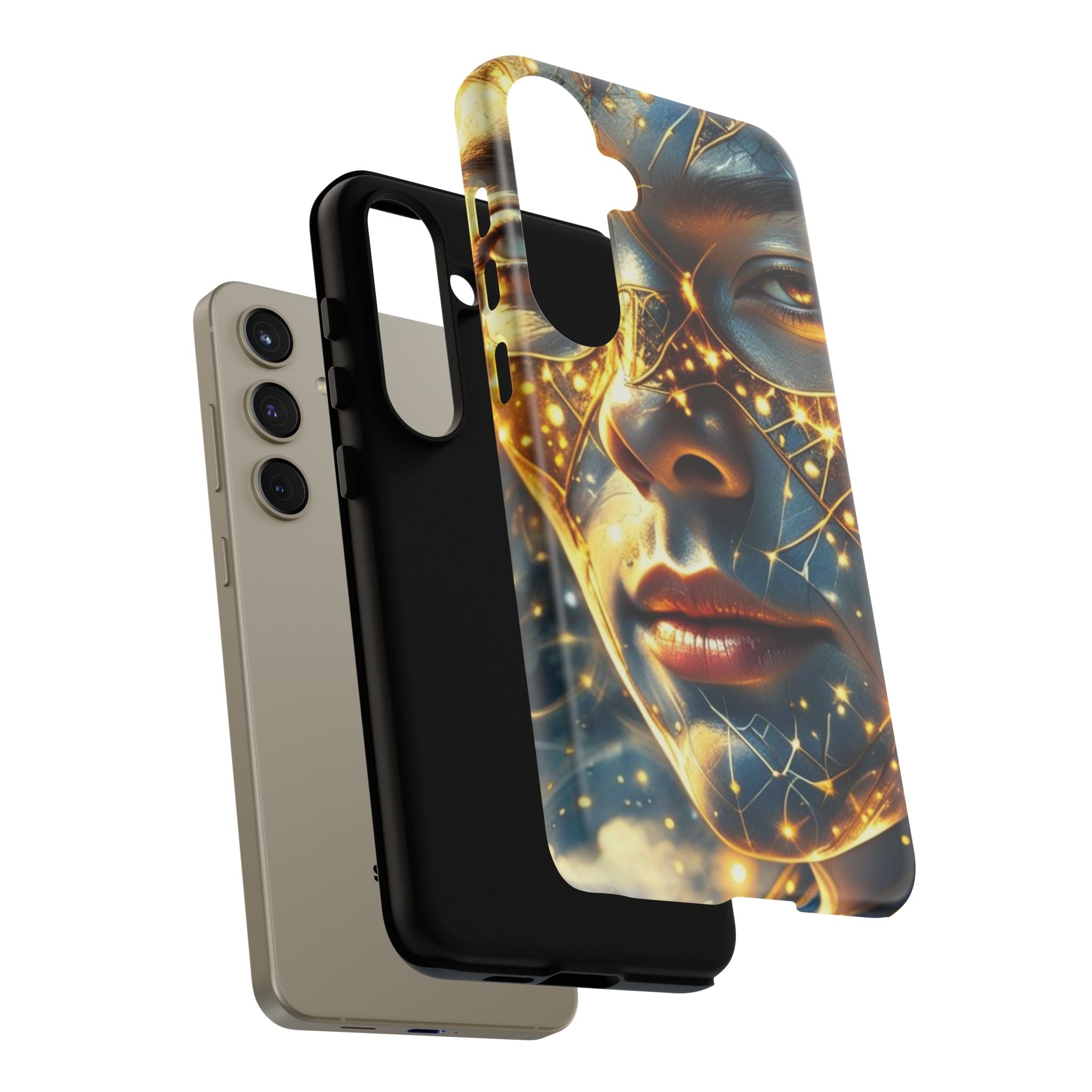 PRB Galactic Portrait Tough Case | Cosmic Face Phone Case, Starry Nebula Design by Power Runs Black