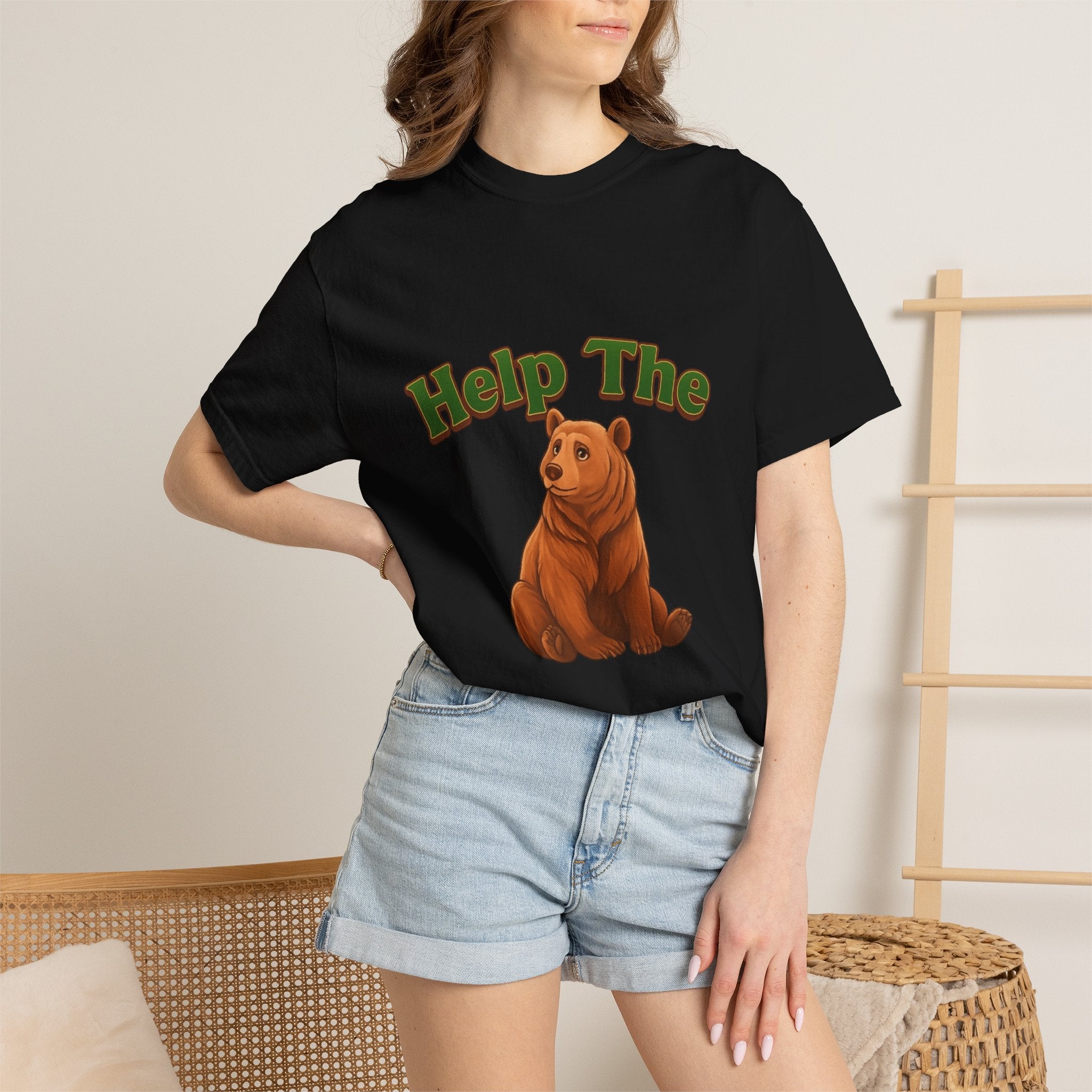PRB Help The Bear T-shirt | Cute Sitting Bear Illustration by Printify
