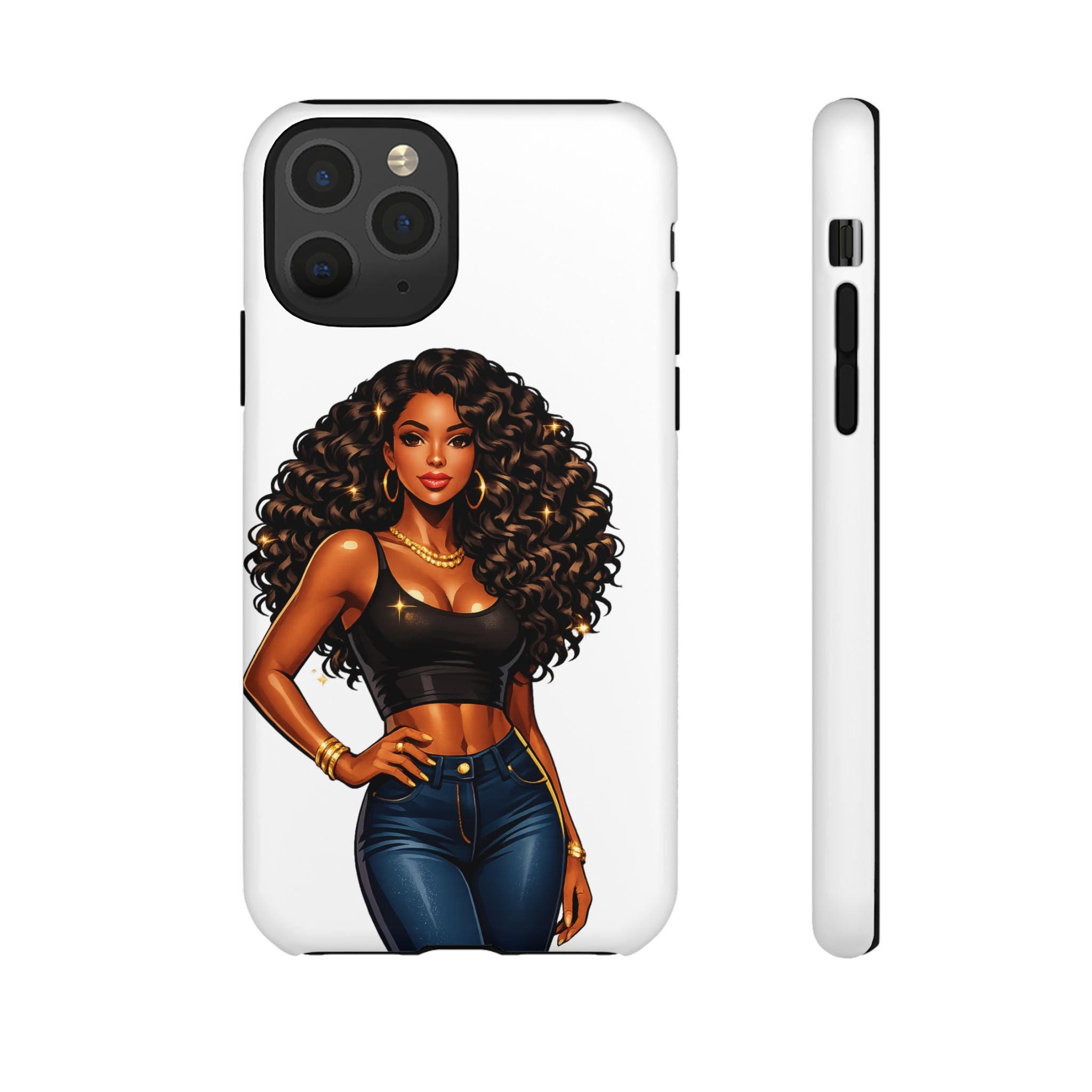 Pretty Rich Bitch by PRB Curly Hair Phone Case by Power Runs Black