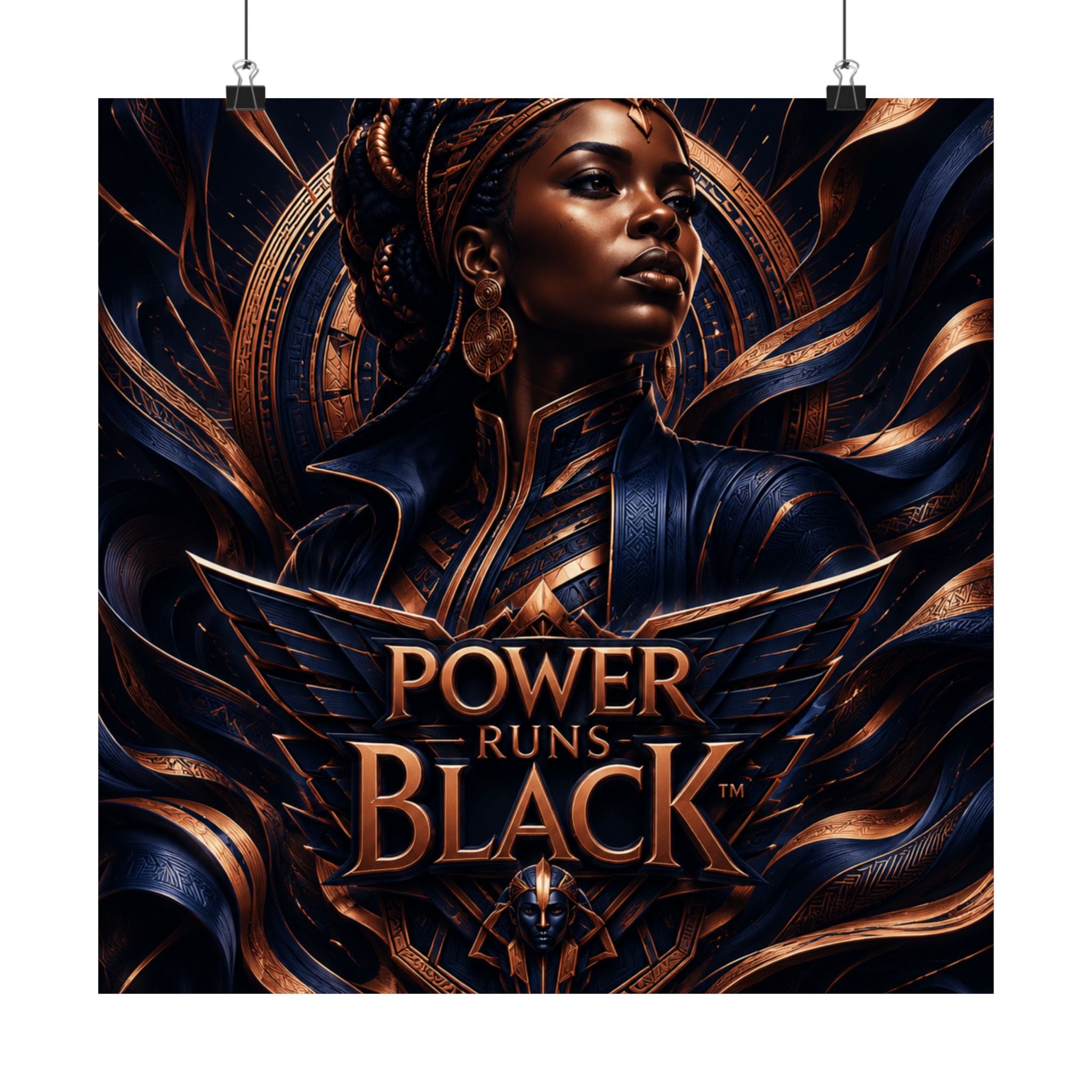 Power Runs Black Matte Poster — Afrocentric Inspirational Wall Art by Power Runs Black