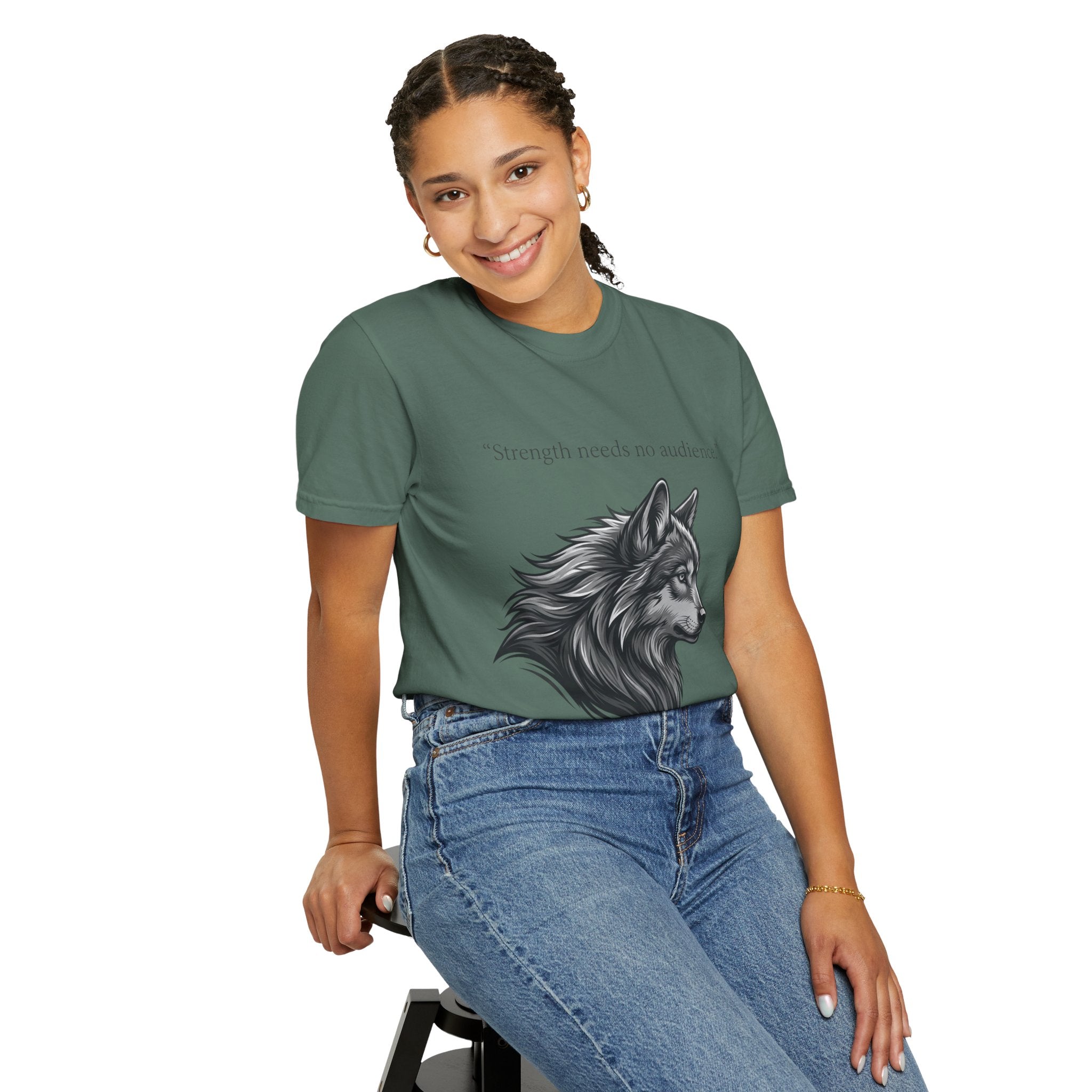 PRB Wolf Head T-Shirt — "Strength needs no audience" Inspirational Graphic Tee by Printify