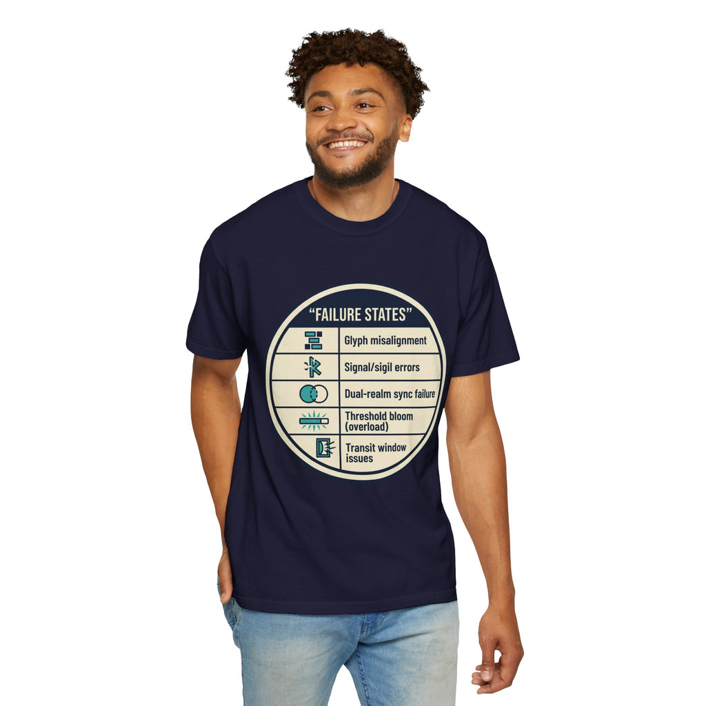 Power Runs Black PRB Failure States T-Shirt — Sci‑Fi Status Badge Graphic Tee by Printify