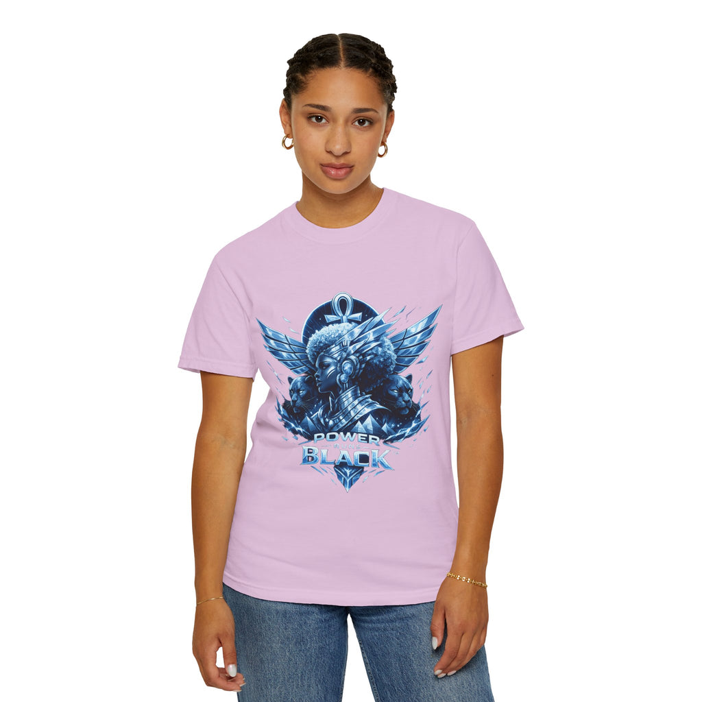 Power of Black Graphic T-Shirt — Egyptian Ankh Warrior Design by Power Runs Black