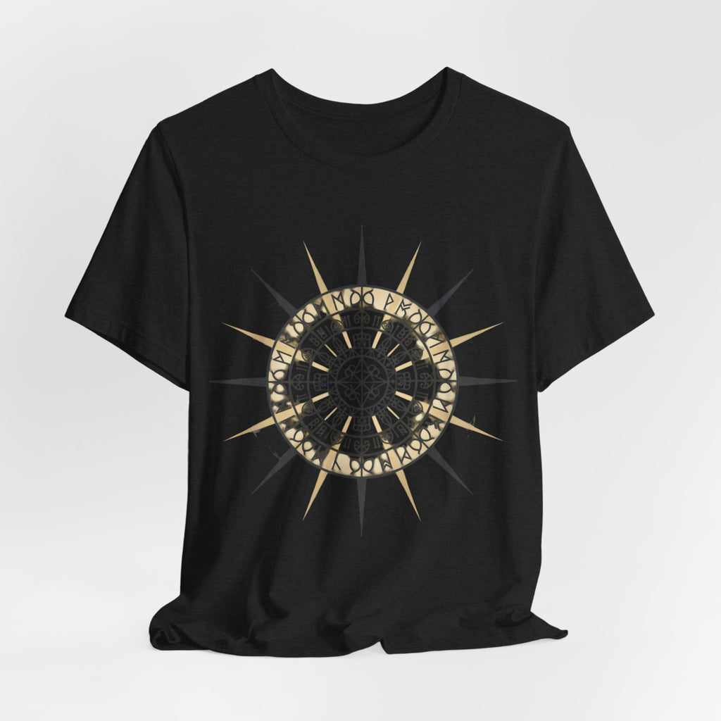 PRB Compass Rose Mandala Tee — Nautical Compass Graphic Shirt by Power Runs Black