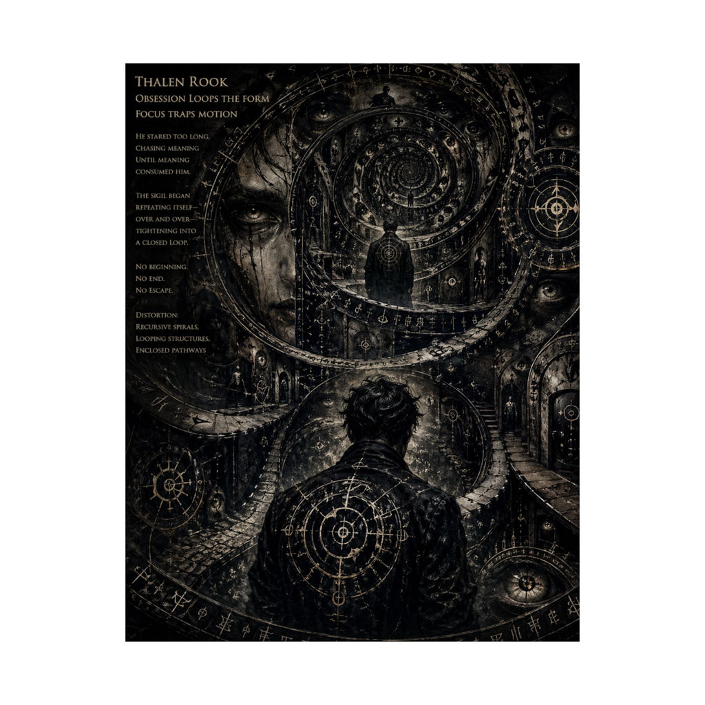 Power Runs Black Dark Surreal Poster — Spiral Dreamscape Matte Vertical Art Print by Power Runs Black