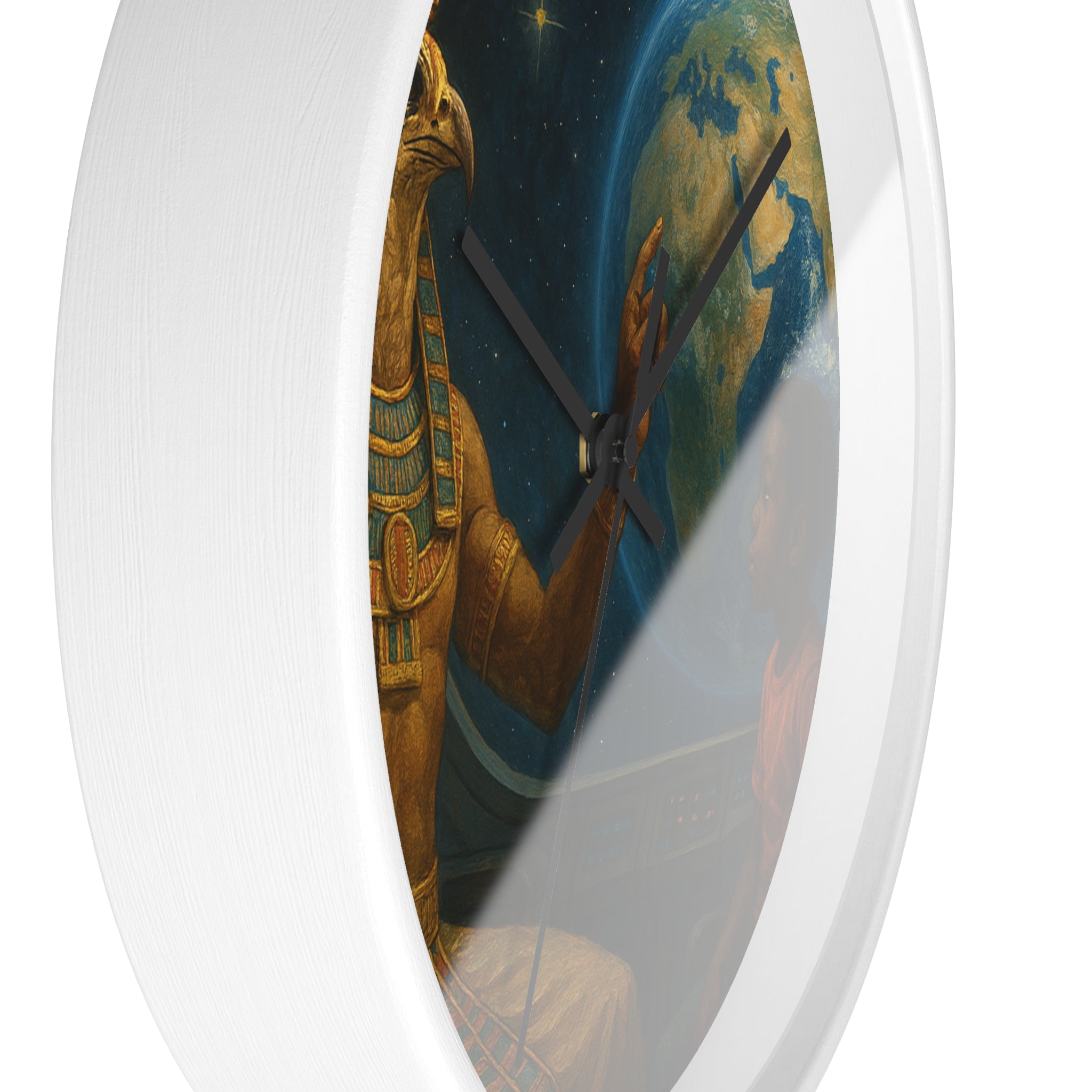 PRB Egyptian God Horus Wall Clock — Child & World Fantasy Space Art by Power Runs Black