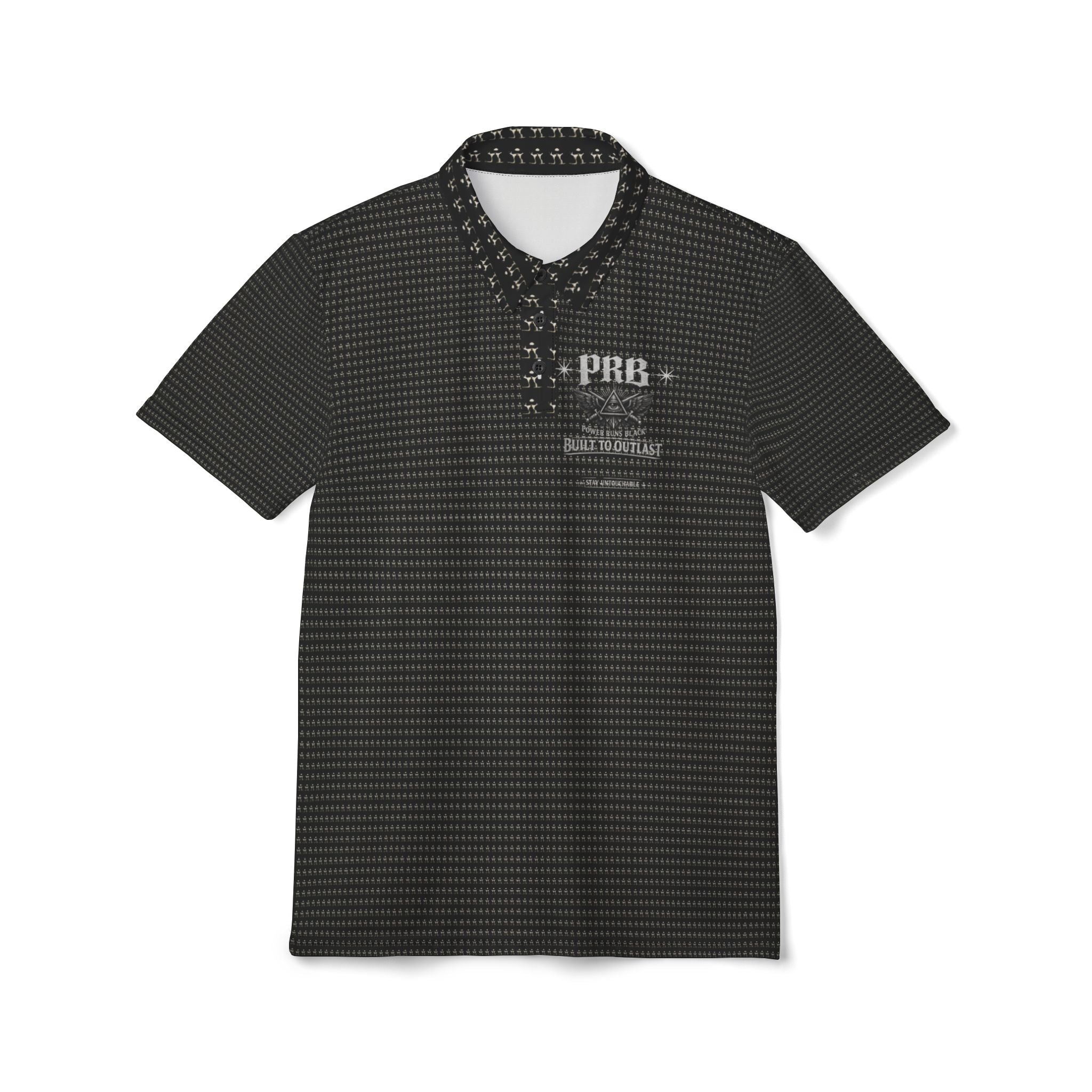 PRB 'Built To Retaliate' Black Polo Shirt by Power Runs Black