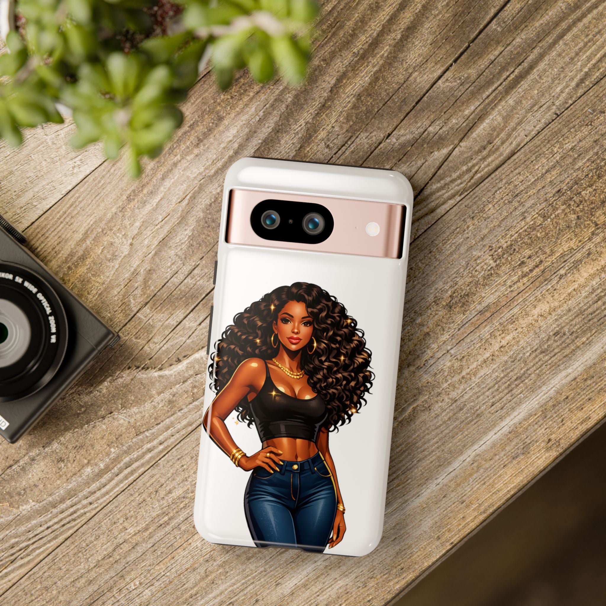 Pretty Rich Bitch by PRB Curly Hair Phone Case by Power Runs Black