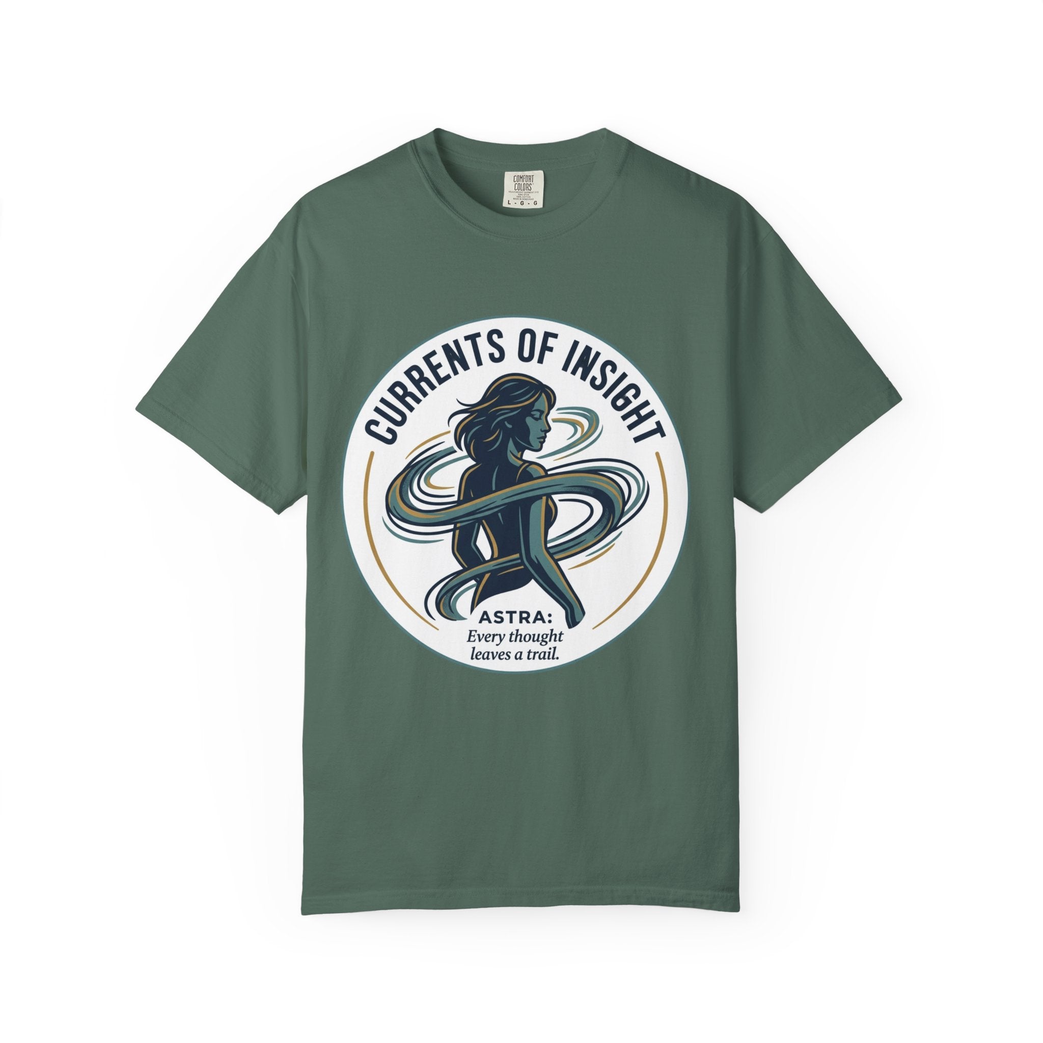 Power Runs Black Currents of Insight T-Shirt — 'Astra: Every thought leaves a trail' Graphic Tee by Power Runs Black
