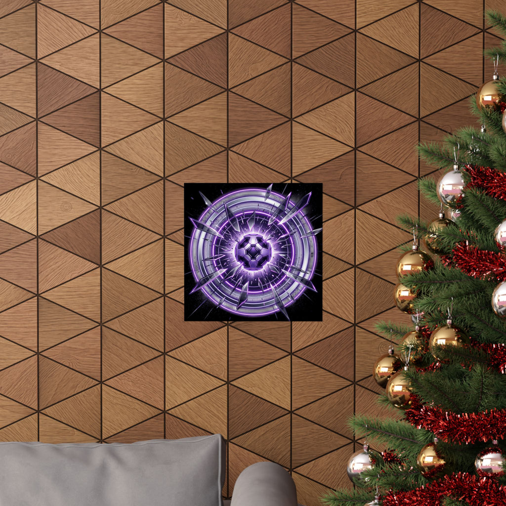 Power Runs Black Purple Energy Shield Matte Poster by Power Runs Black