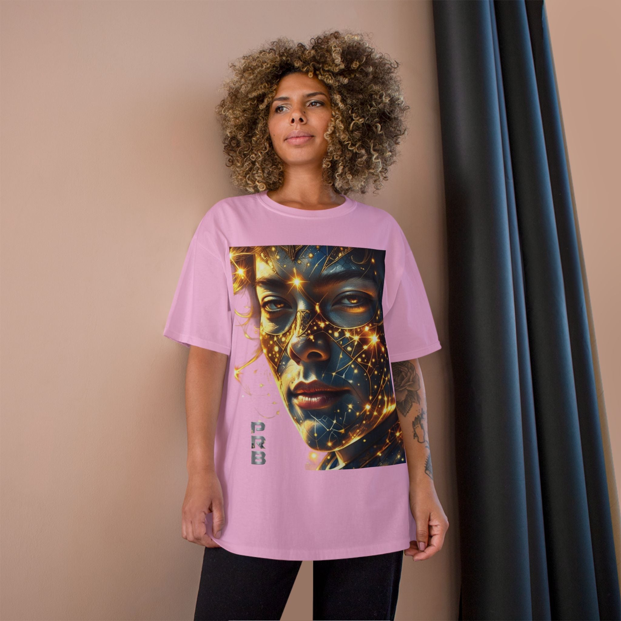 PRB Champion T-Shirt — Cosmic Face Art Tee (Radiant Star Portrait) by Power Runs Black
