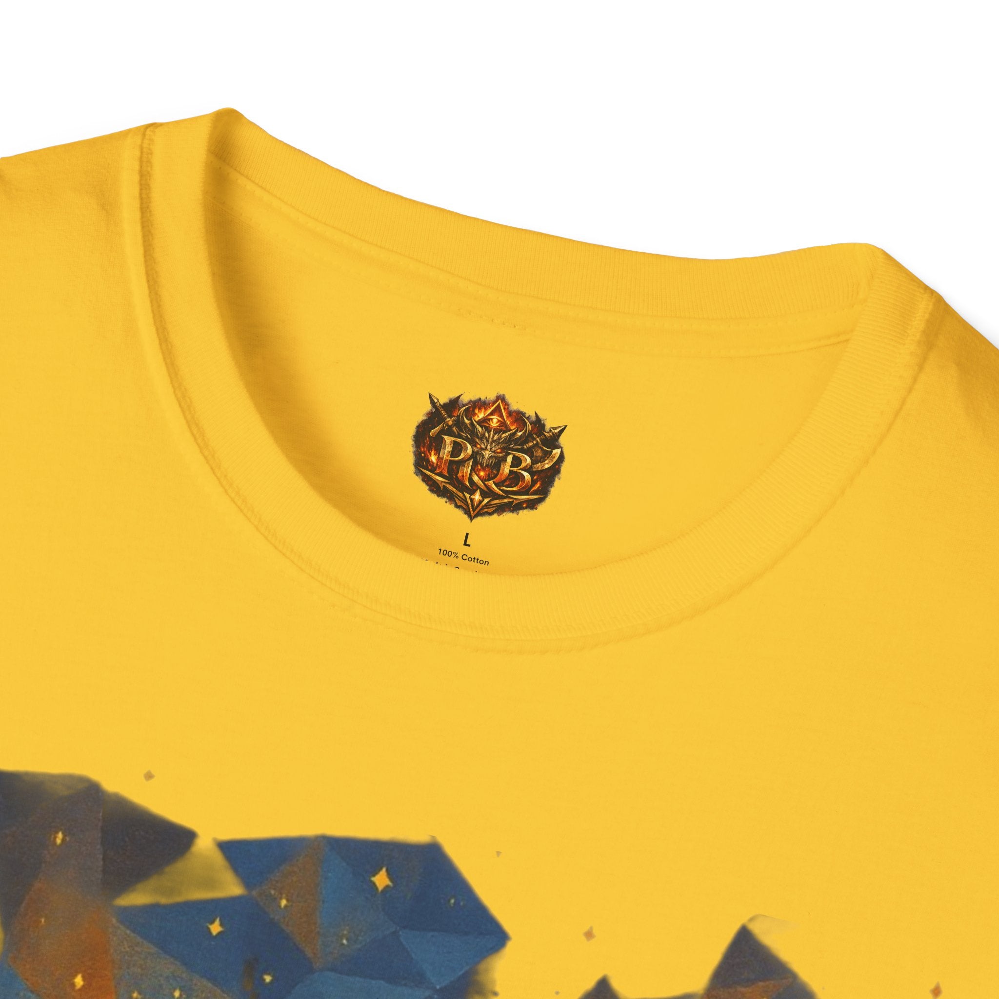 PRB Flame Silhouette Warrior T-Shirt | Fiery Geometric Backdrop by Power Runs Black