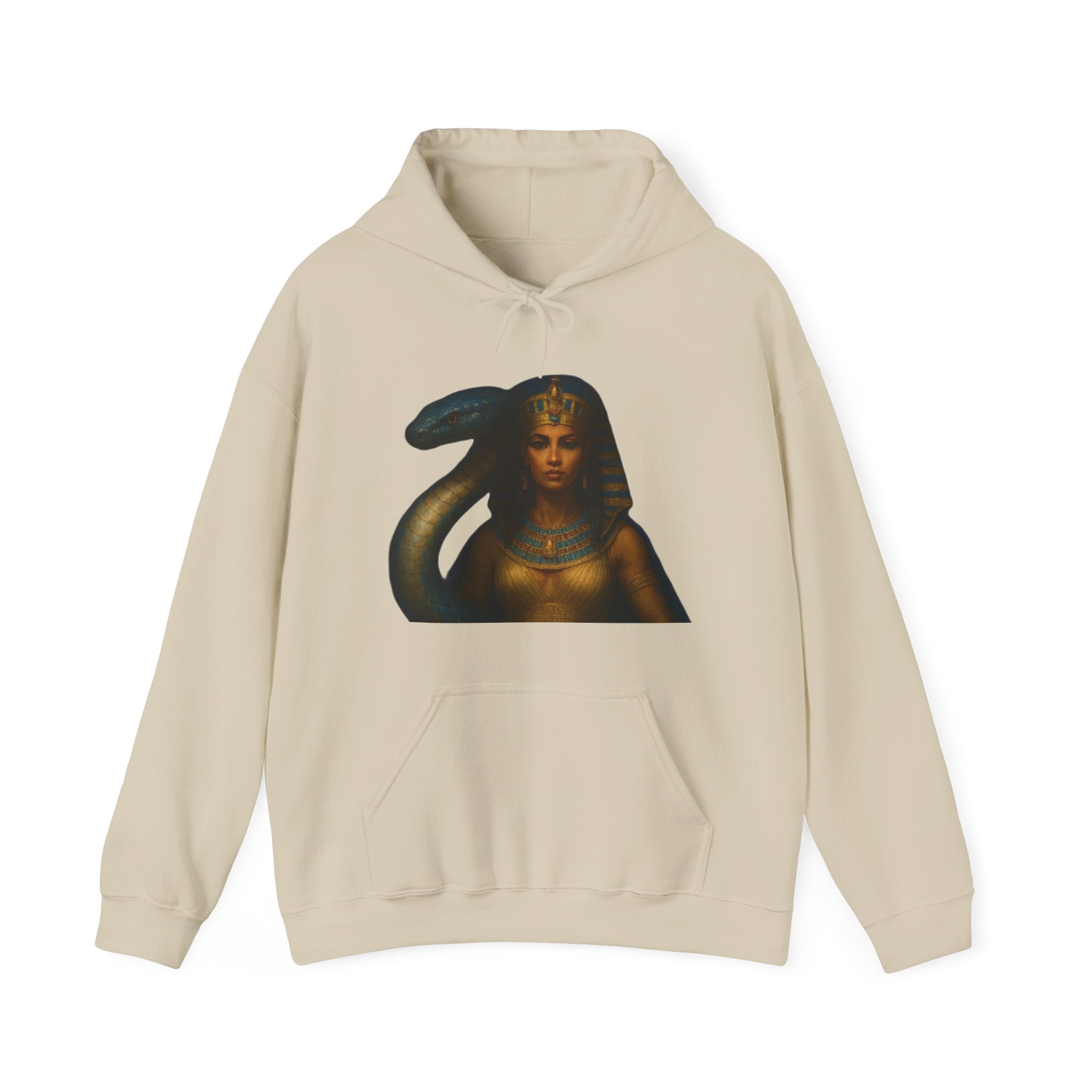 PRB Egyptian Goddess Portrait Hoodie | Serpent Headdress, Ancient Queen Art by Power Runs Black