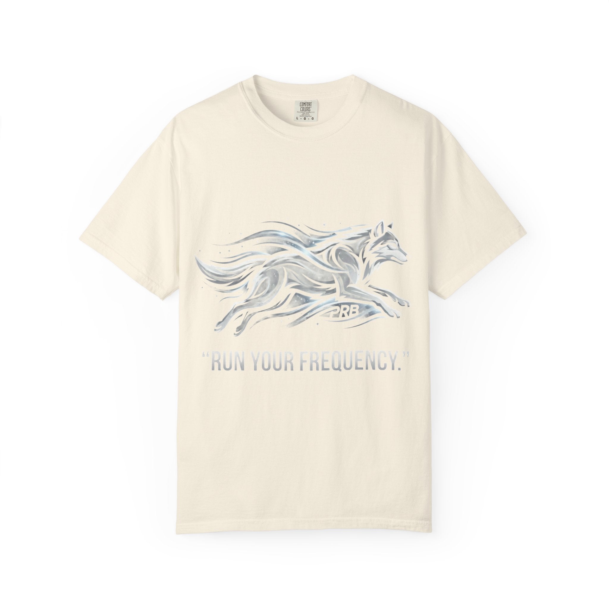 Wolf Graphic T-Shirt — 'Run Your Frequency' Motivational Tee by Printify