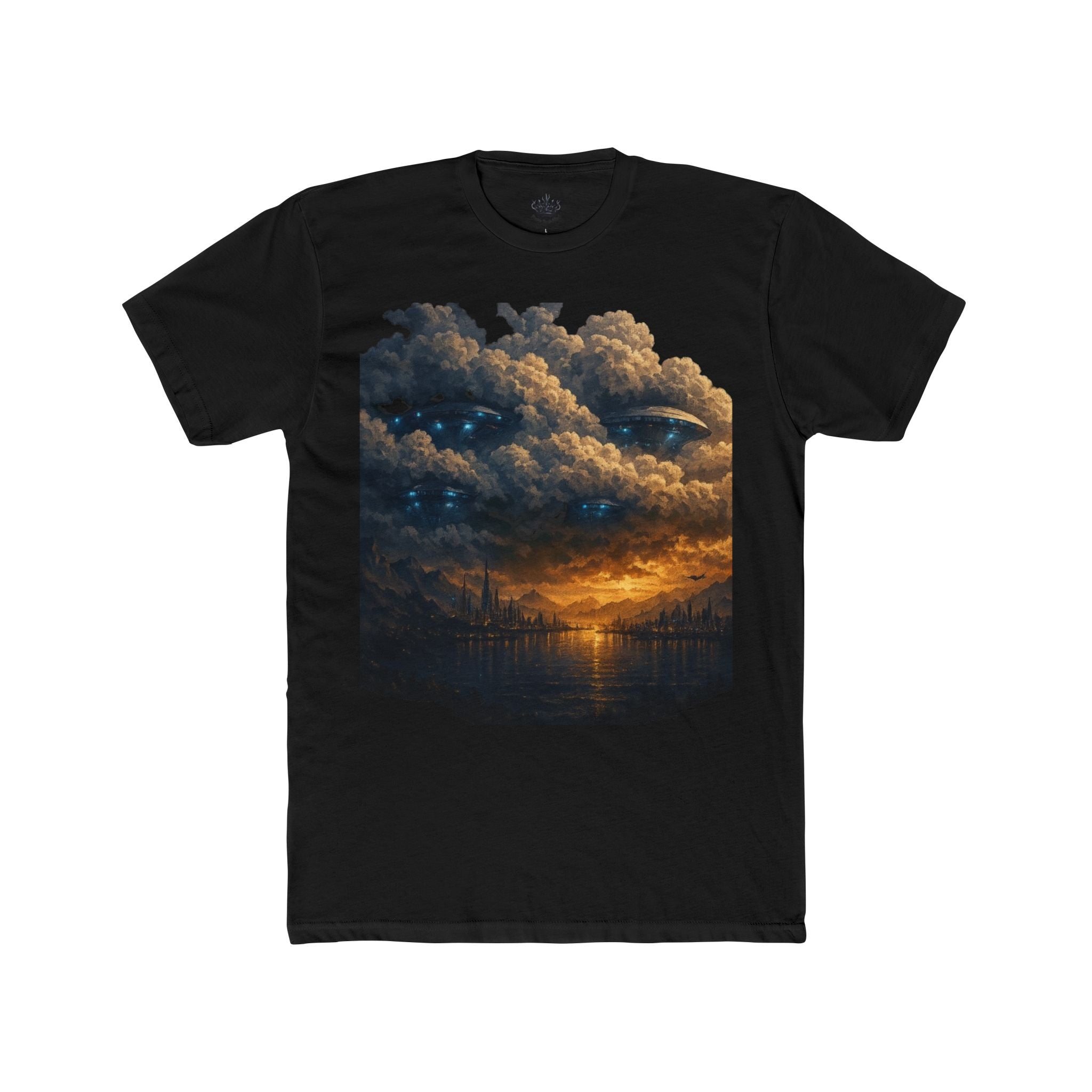 PRB Sunset Stormscape Tee — Dramatic Cloudscape Graphic T-Shirt by Power Runs Black