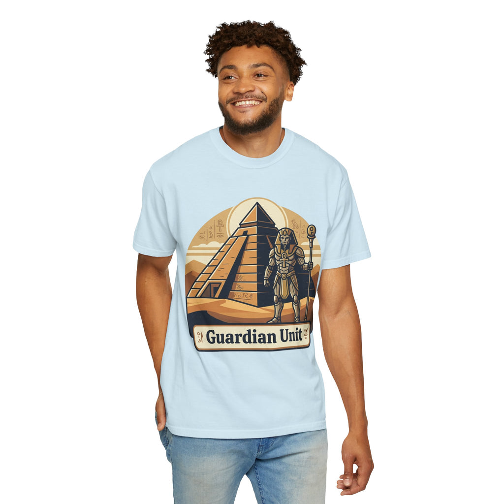 Power Runs Black PRB Guardian Unit T-Shirt — Egyptian Pyramid Sci‑Fi Graphic Tee by Power Runs Black
