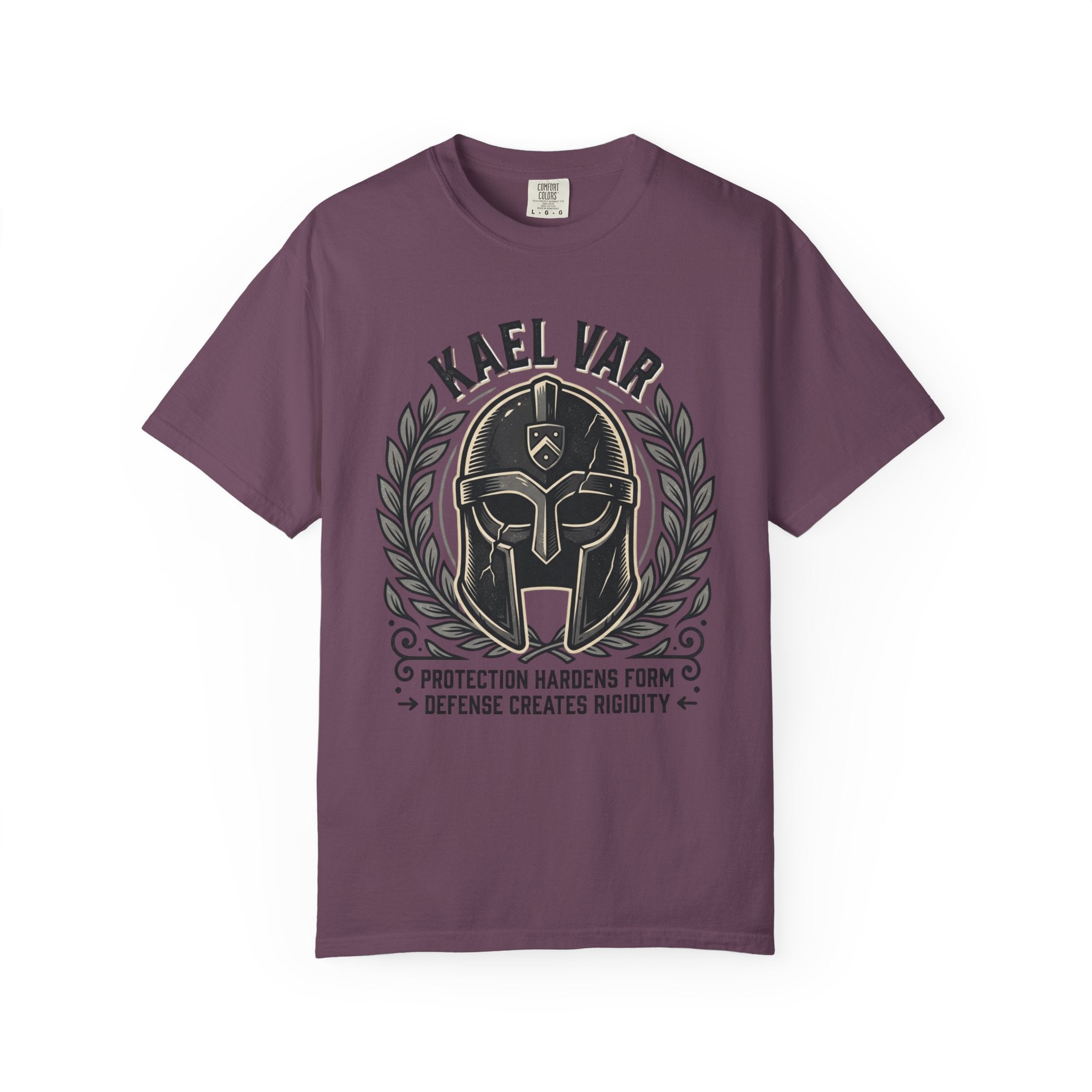 Power Runs Black PRB Kael Var Helmet Graphic T-Shirt — "Protection Hardens Form" Warrior Tee by Power Runs Black